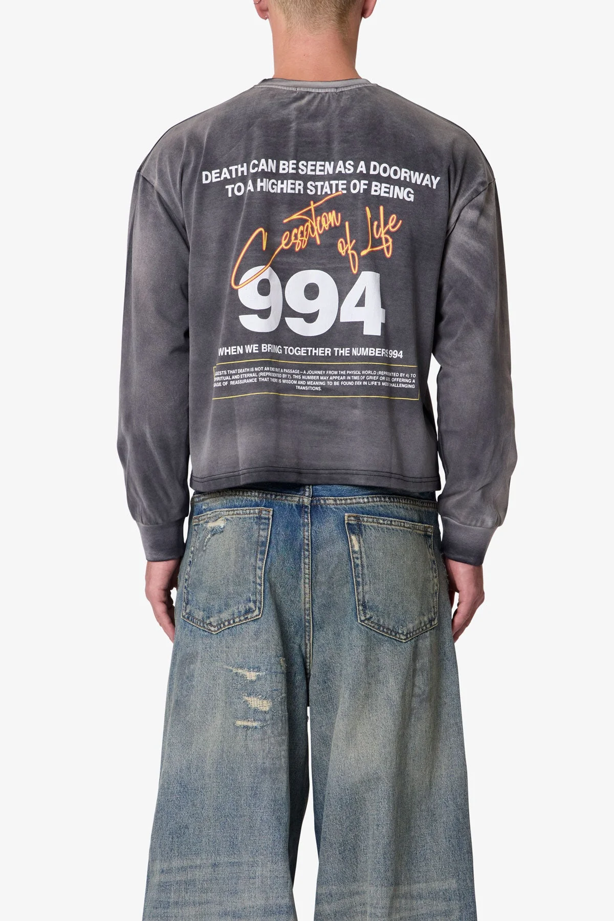 Cessation of Life Printed L/S Tee - Washed Black - Image 5