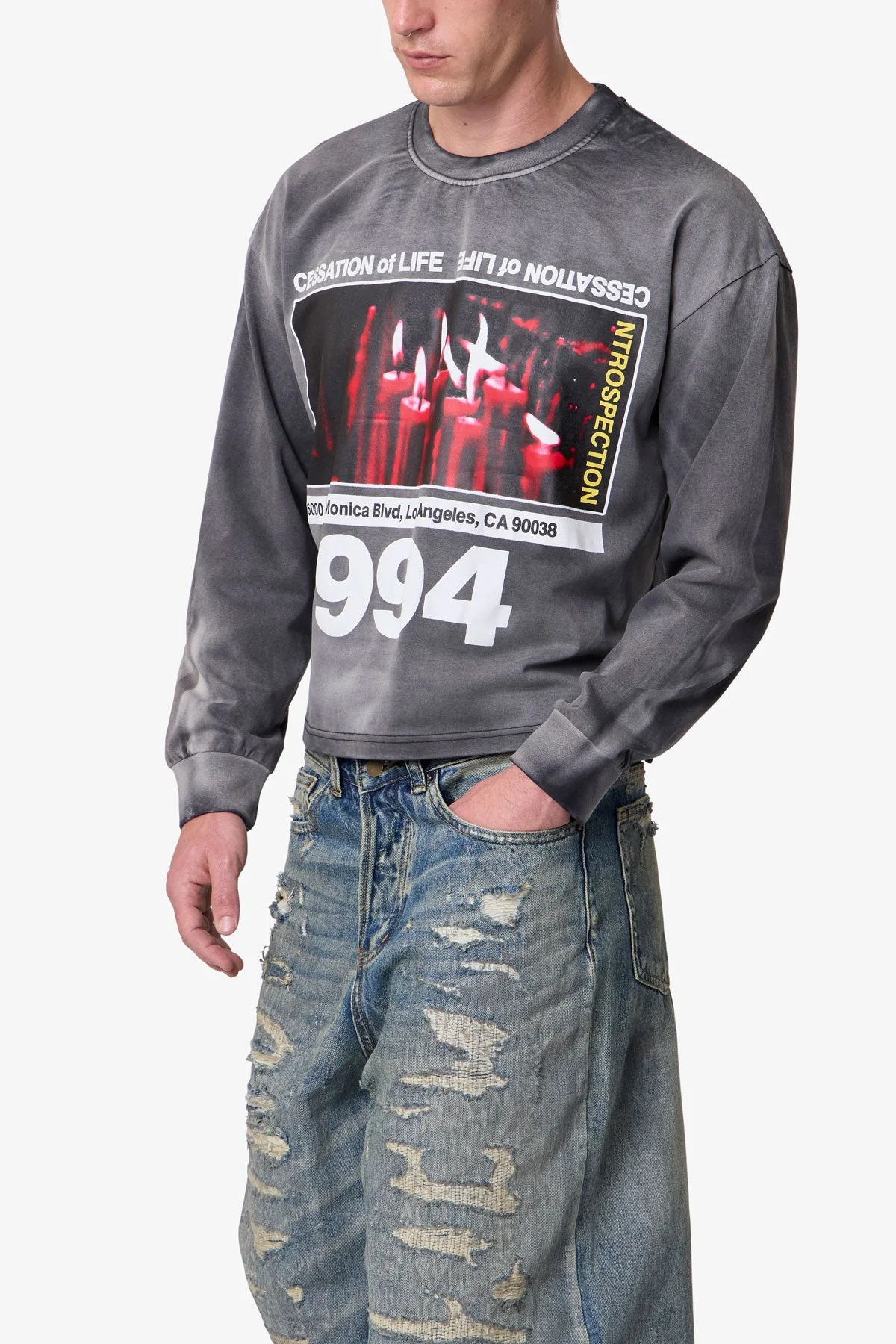 Cessation of Life Printed L/S Tee - Washed Black - Image 6