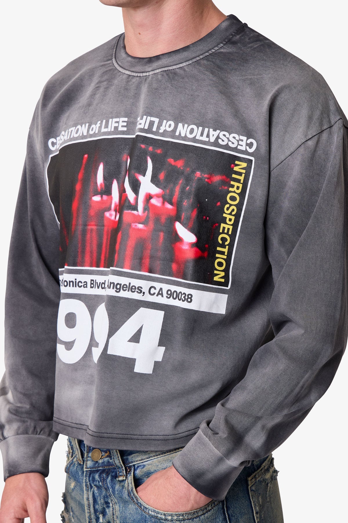 Cessation of Life Printed L/S Tee - Washed Black - Image 7