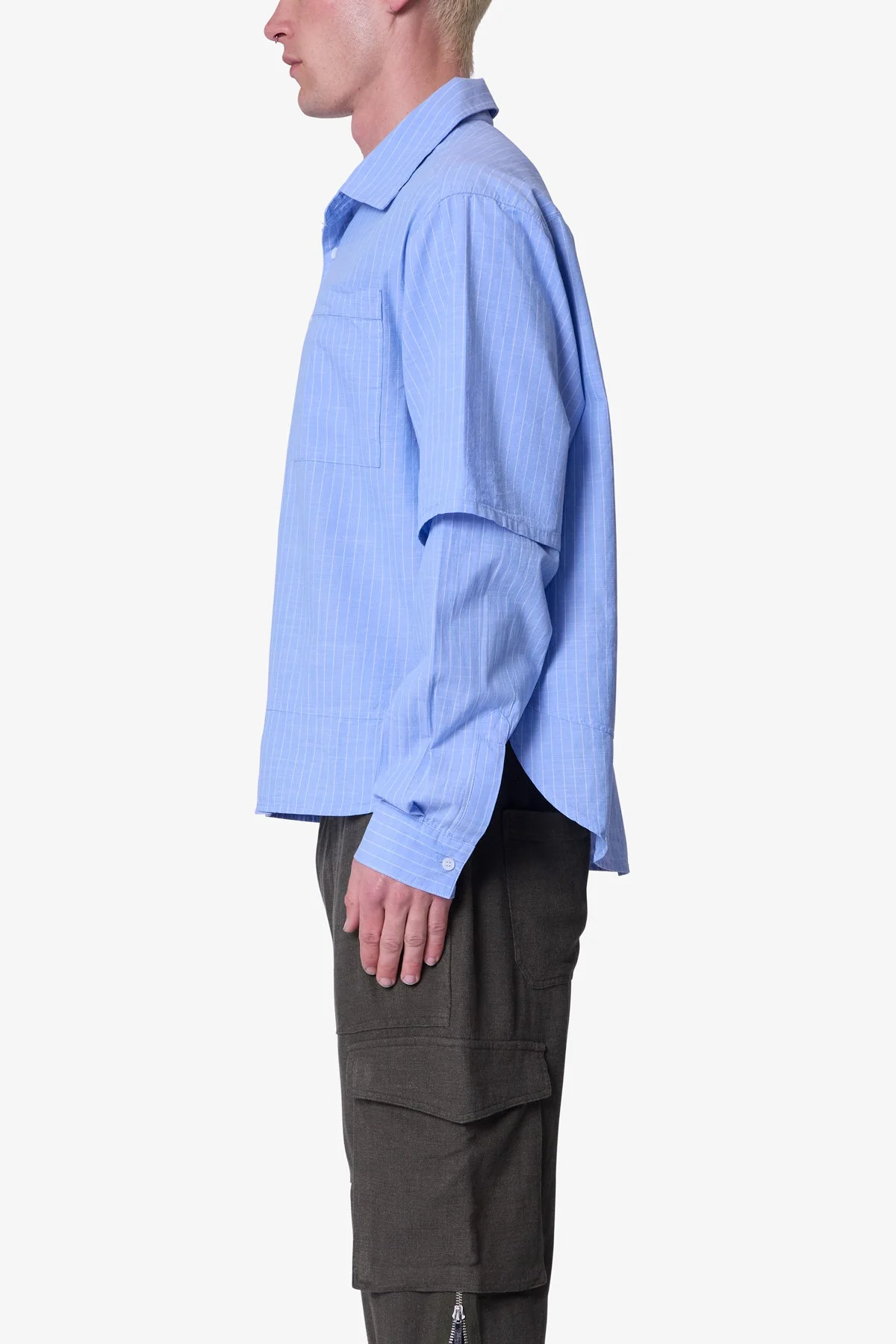 Chambray Double Layer Shirt - Blue - Image 4