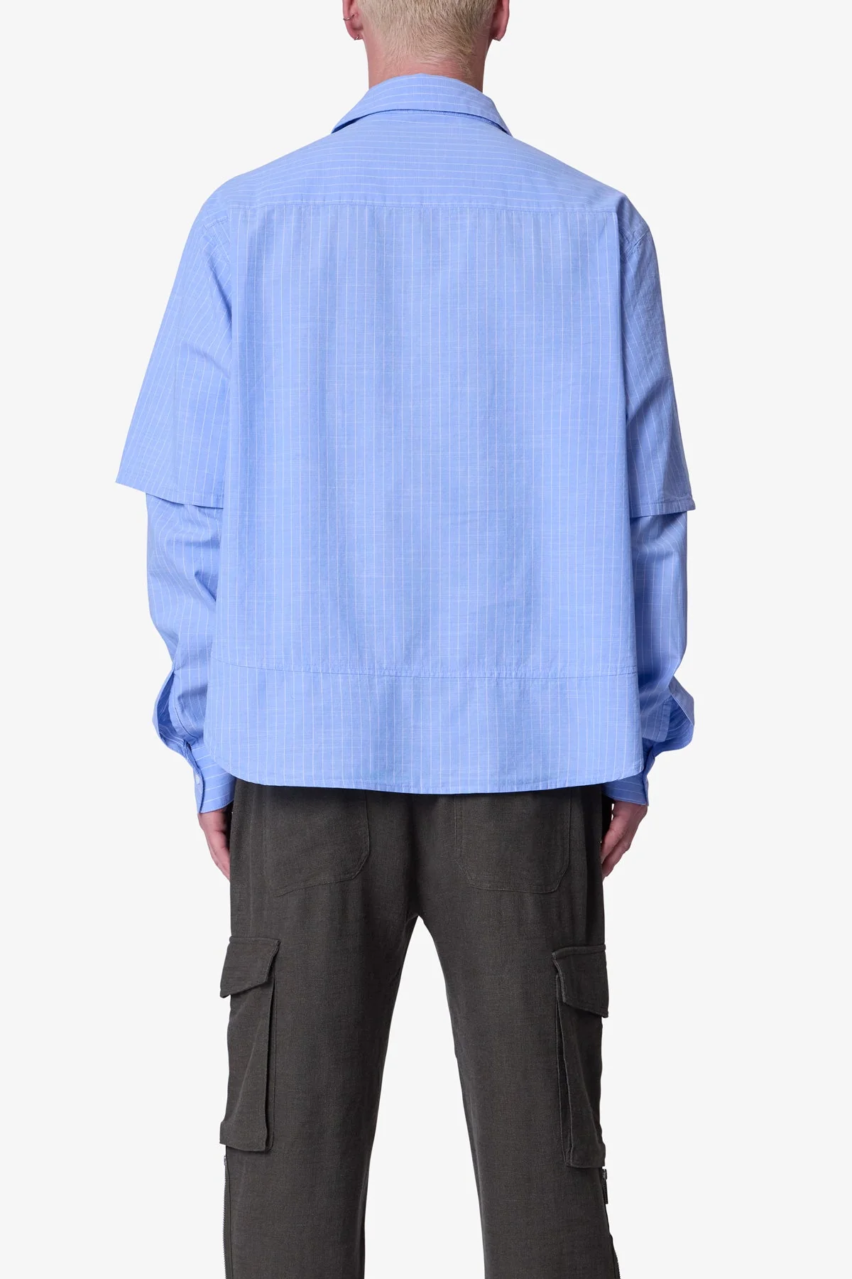 Chambray Double Layer Shirt - Blue - Image 5