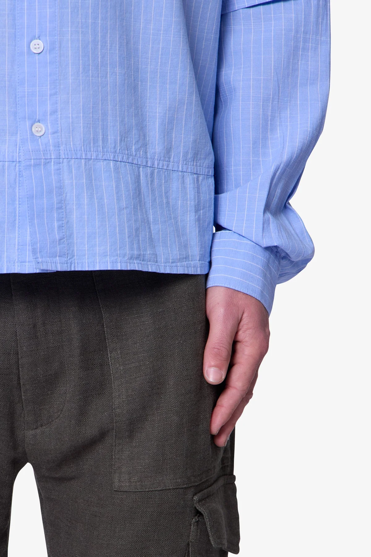 Chambray Double Layer Shirt - Blue - Image 7