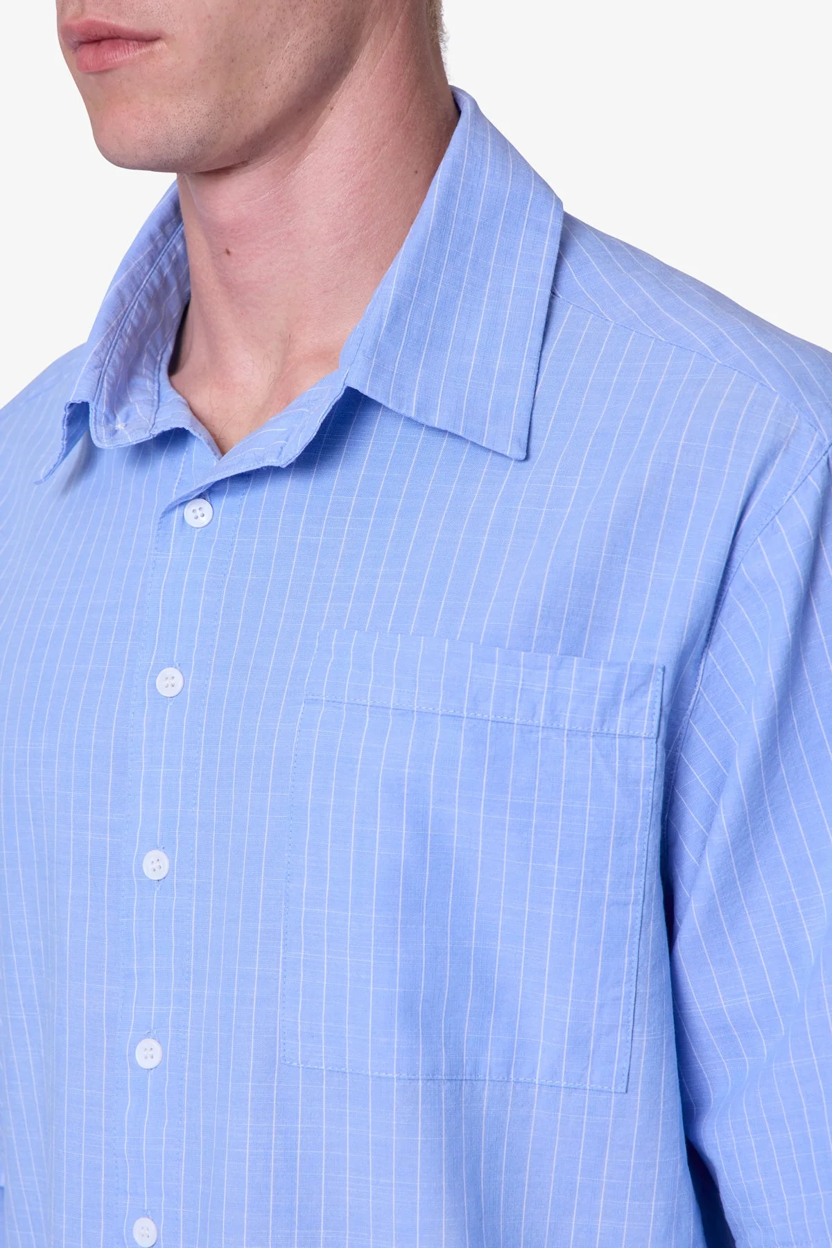 Chambray Double Layer Shirt - Blue - Image 8