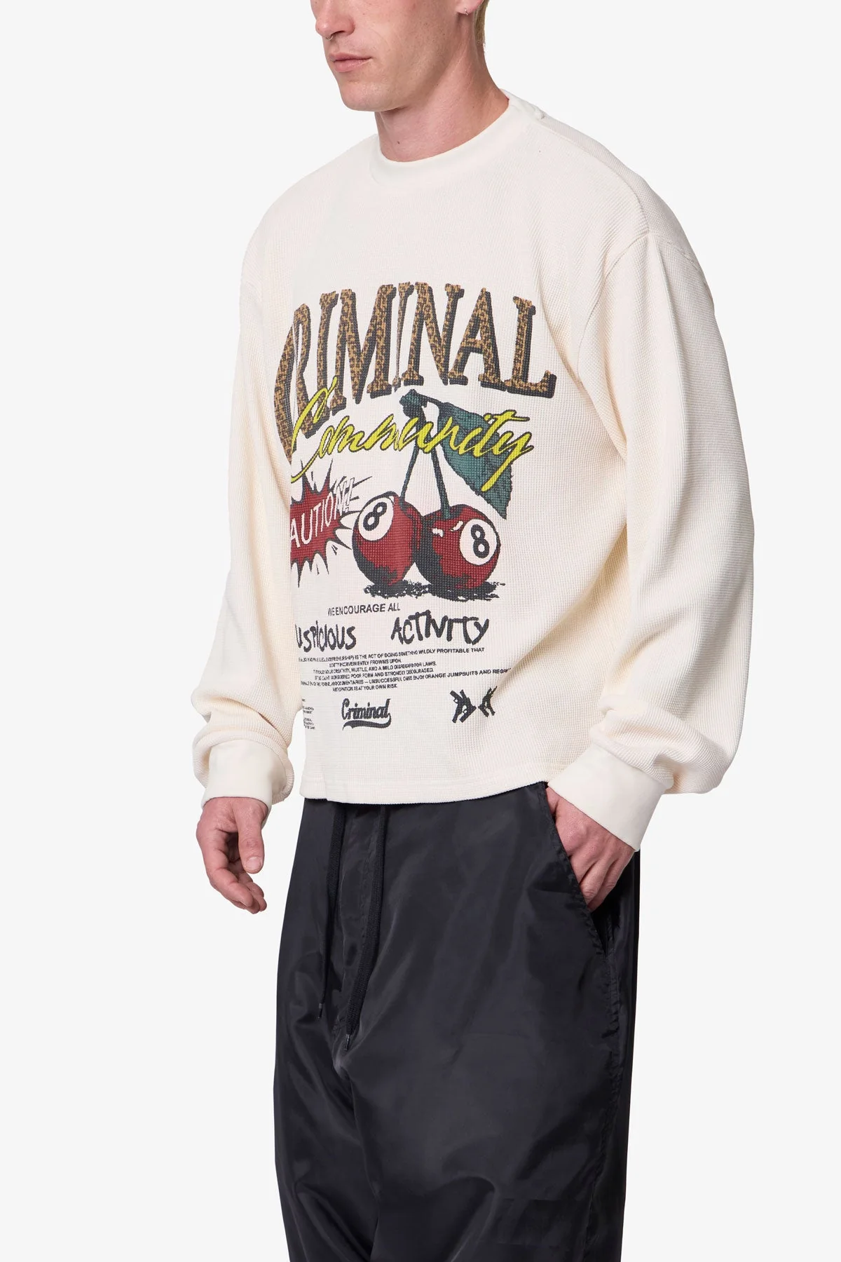 Criminal L/S Thermal Shirt - White - Image 6