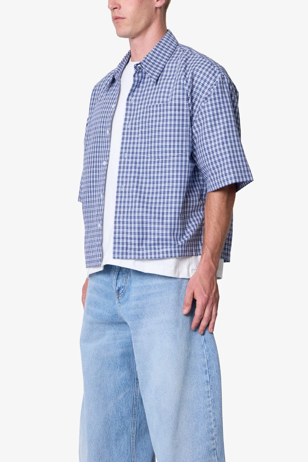 Crispy Poplin Over Shirt - Blue - Image 3