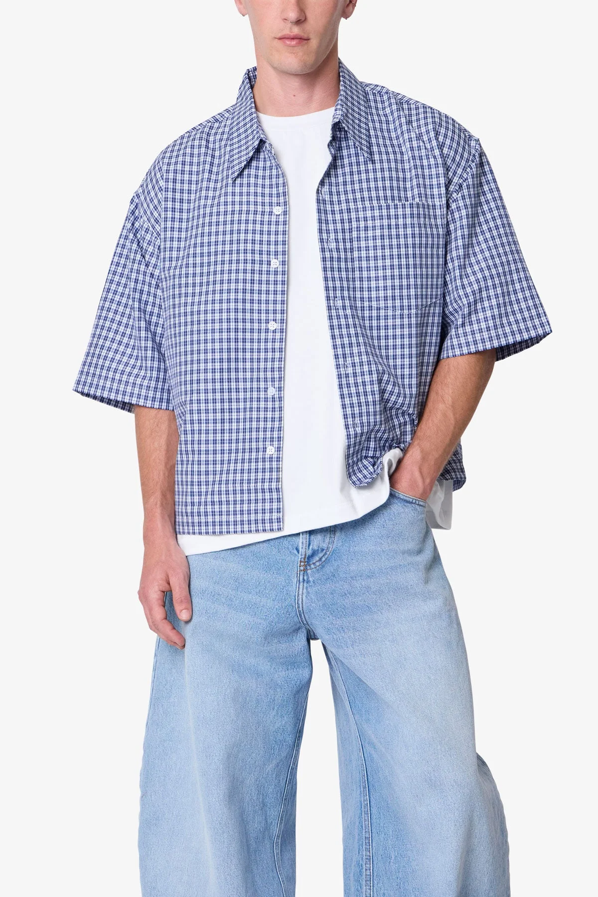 Crispy Poplin Over Shirt - Blue - Image 6