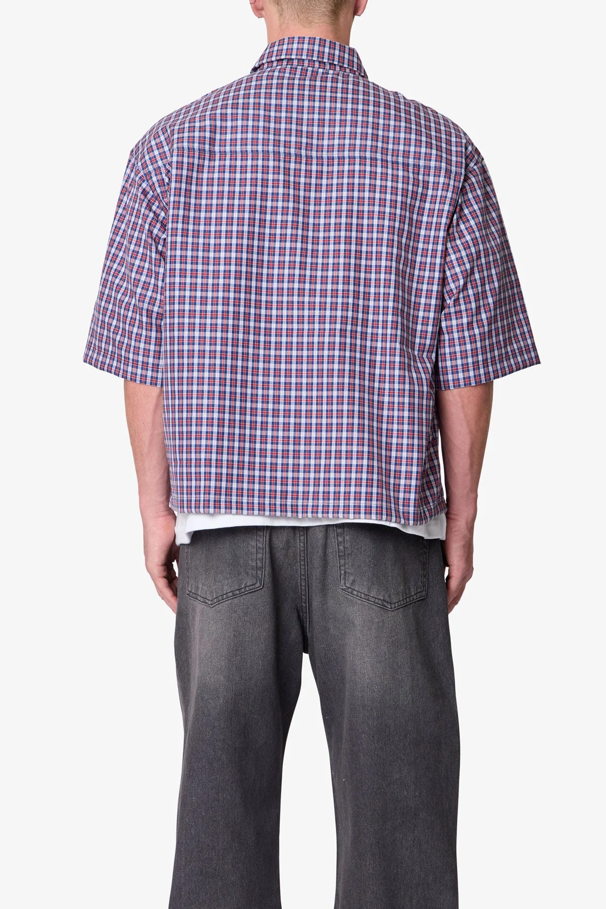 Crispy Poplin Over Shirt - Red/Blue - Image 6