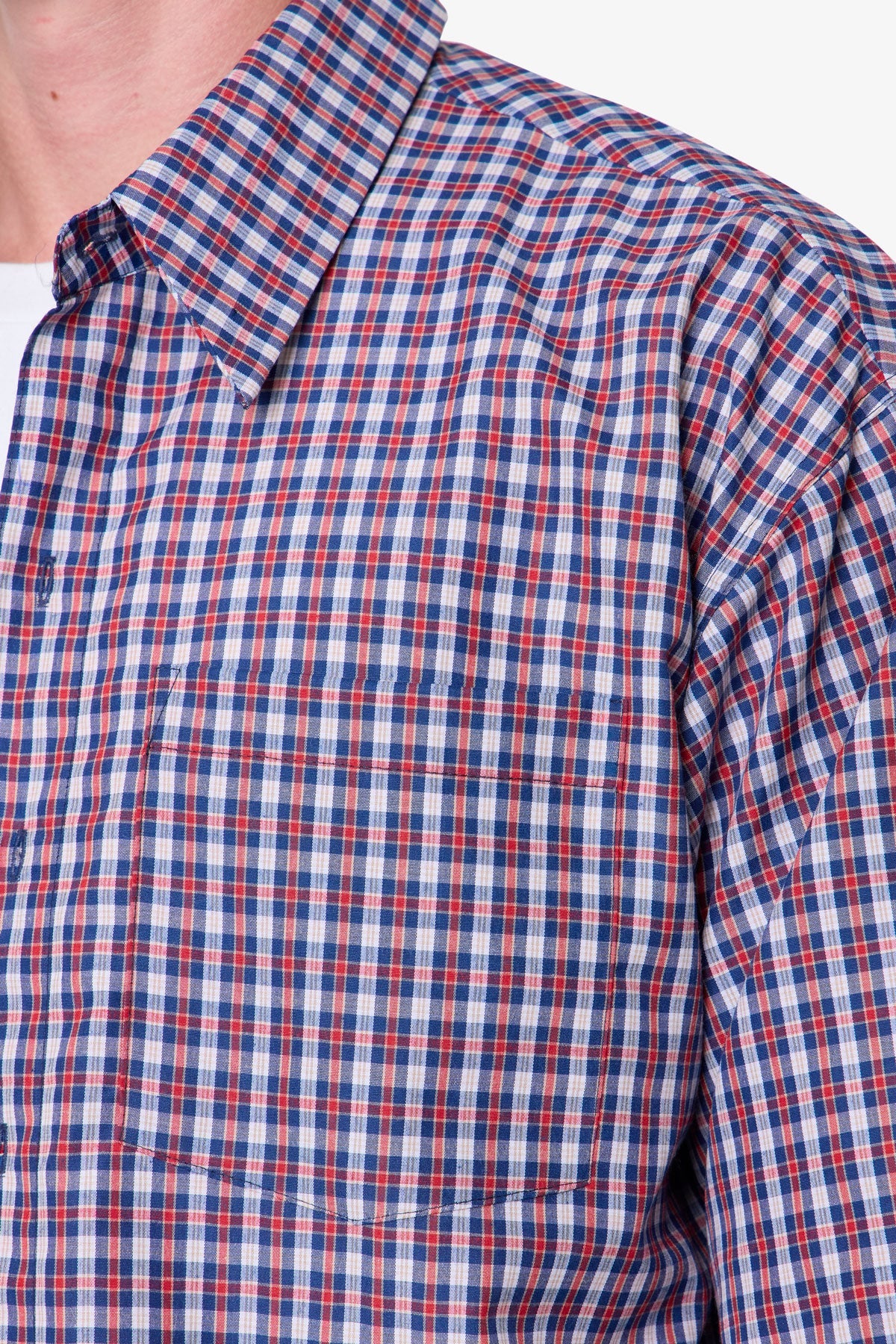 Crispy Poplin Over Shirt - Red/Blue - Image 8