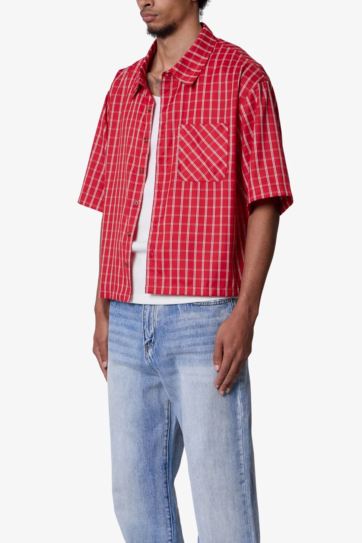 Crispy Poplin Over Shirt - Red - Image 3