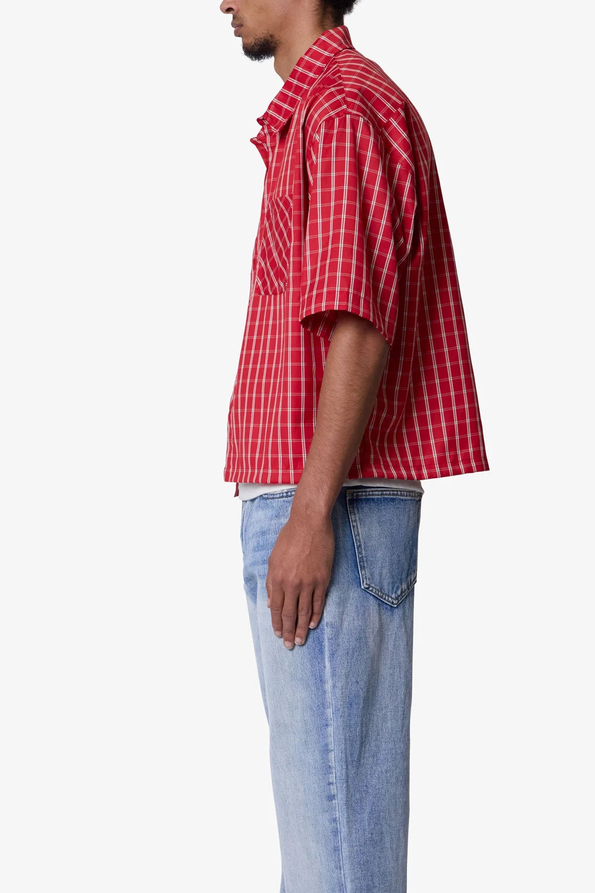 Crispy Poplin Over Shirt - Red - Image 4