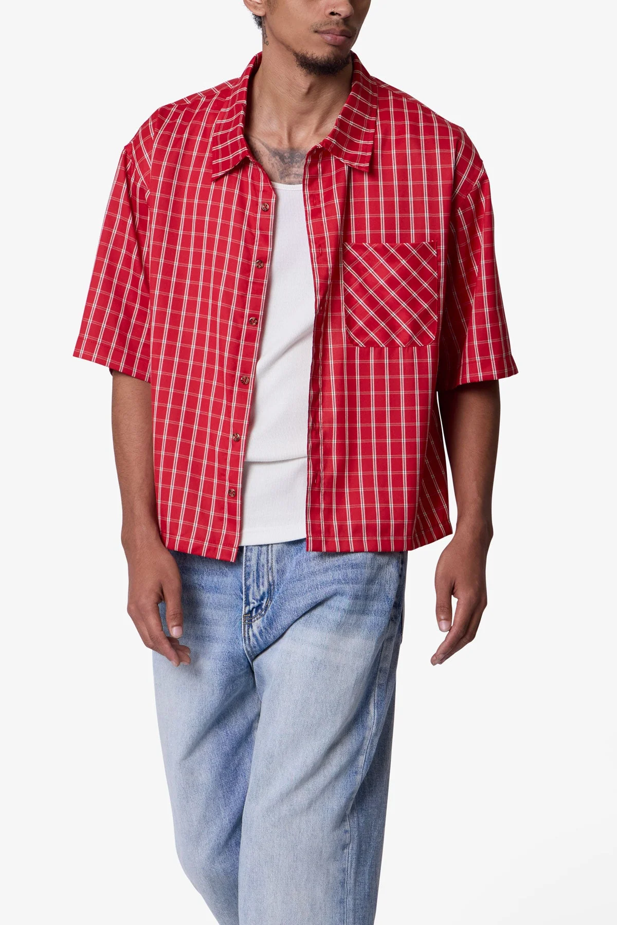 Crispy Poplin Over Shirt - Red - Image 6