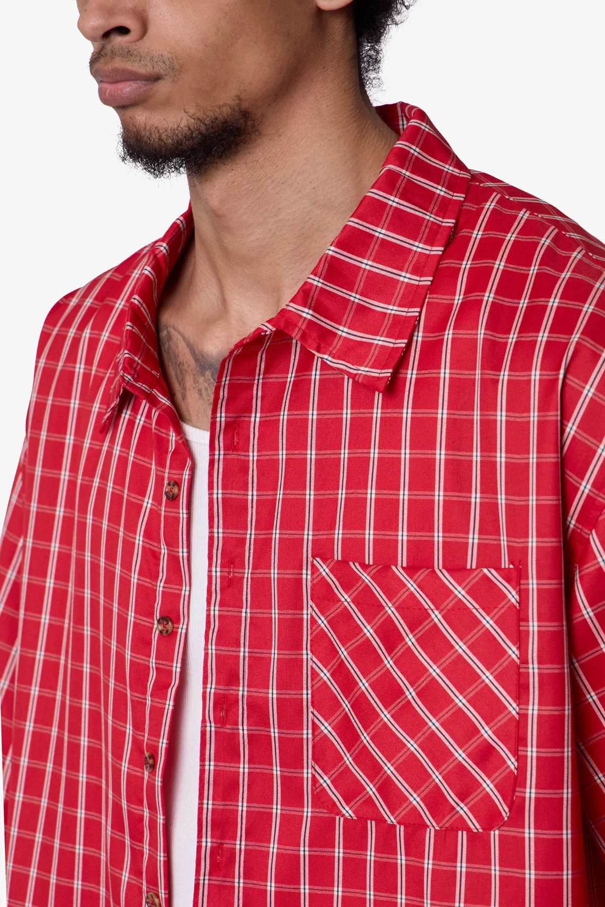 Crispy Poplin Over Shirt - Red - Image 7