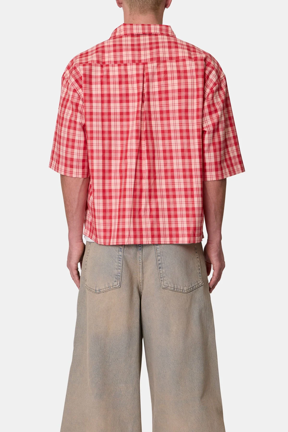 Crop Flannel S/S Shirt - Red - Image 5