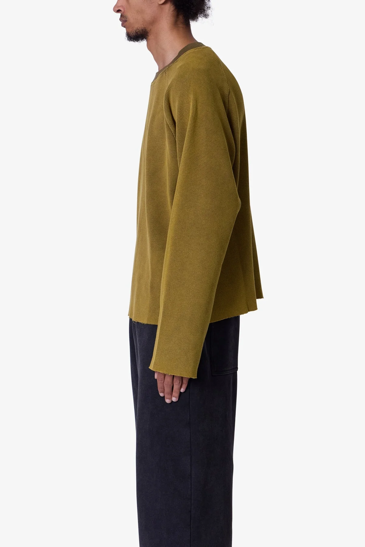 Washed Thermal L/S Tee - Washed Olive - Image 4