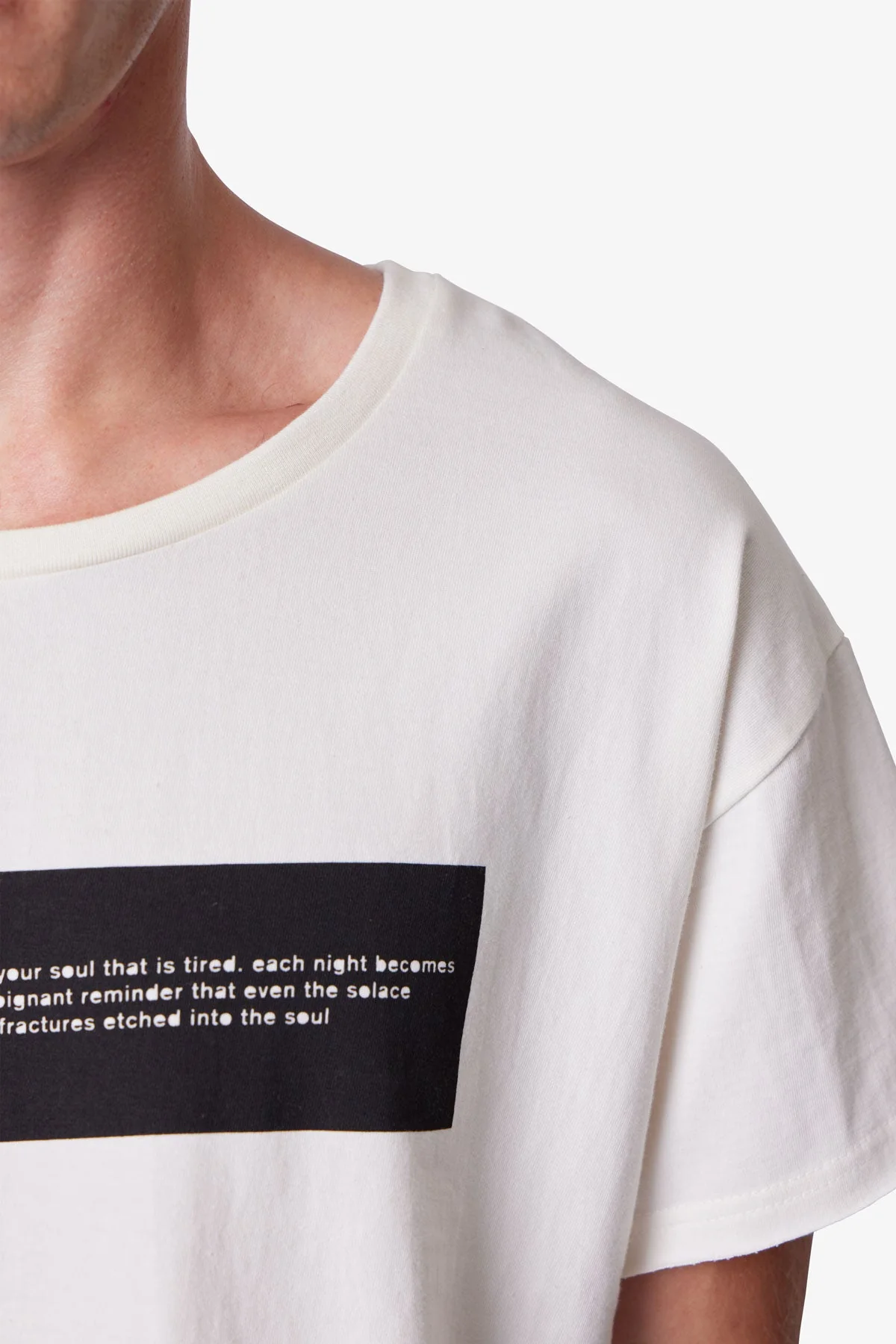 Distressed Wide Neck Tee - Antique White - Image 7