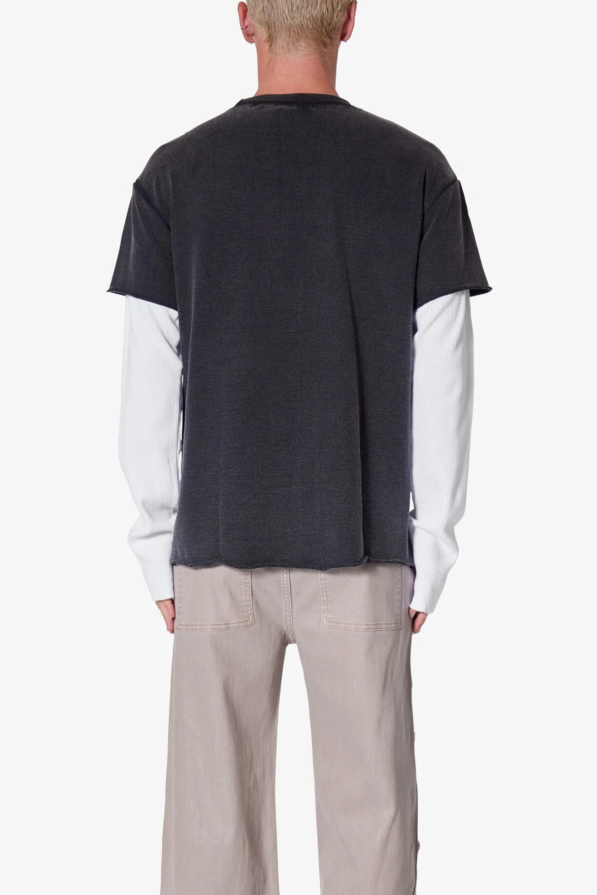 French Terry Double Layer Thermal L/S Tee - Washed Black - Image 5