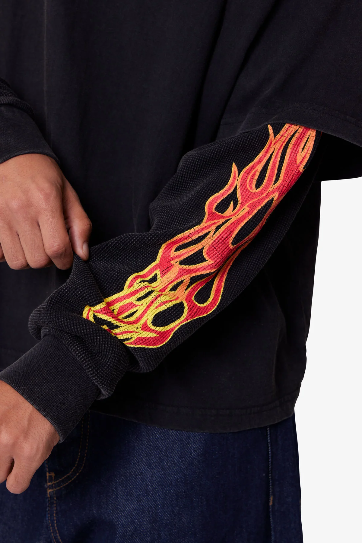 Double Layer Thermal Sleeve Tee - Washed Black - Image 7