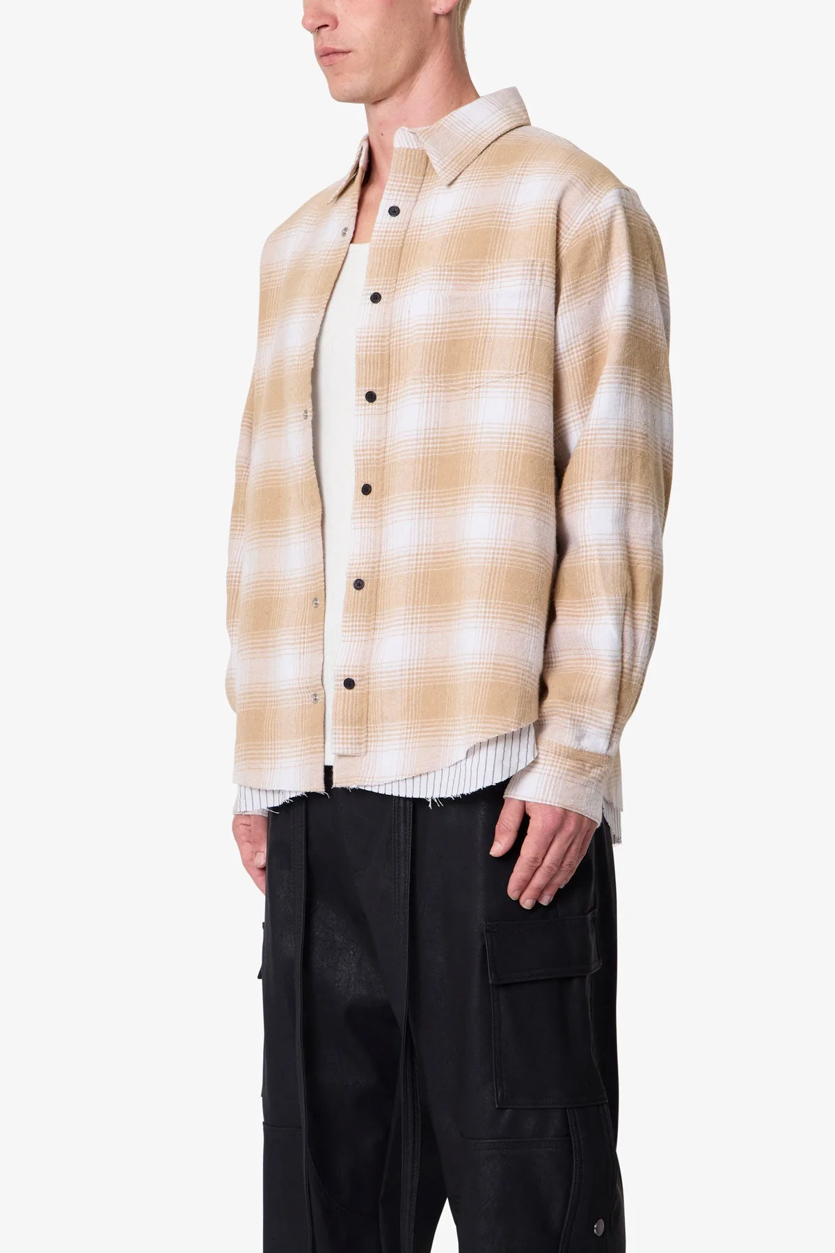 Double Layered Vintage Shirt - Tan - Image 3