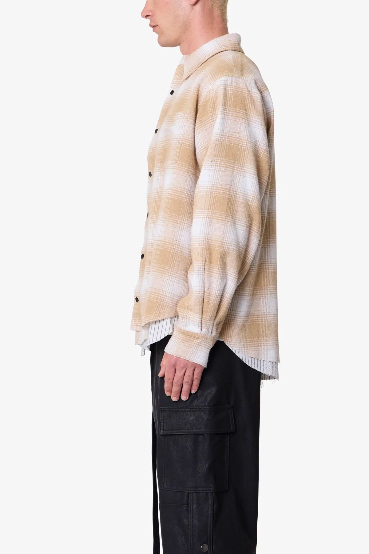 Double Layered Vintage Shirt - Tan - Image 4
