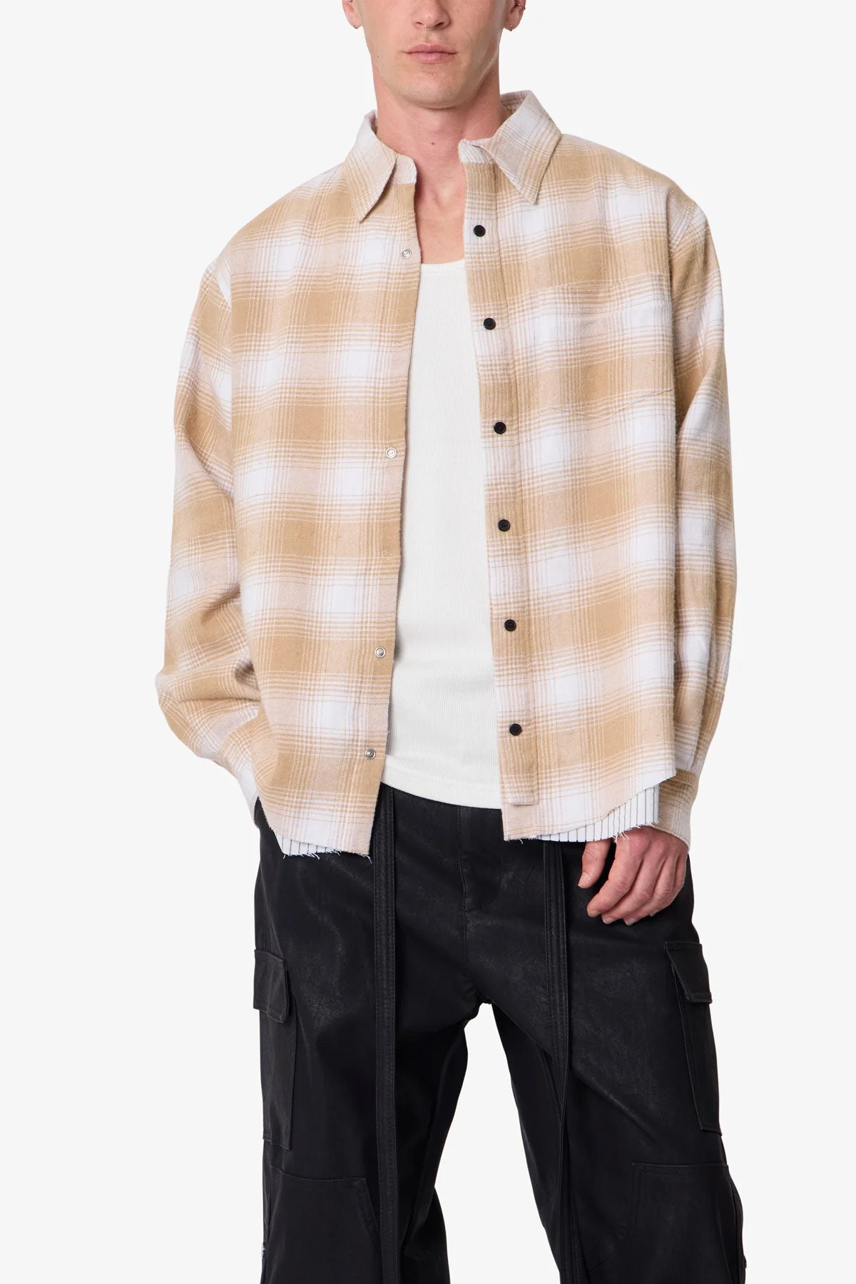 Double Layered Vintage Shirt - Tan - Image 6