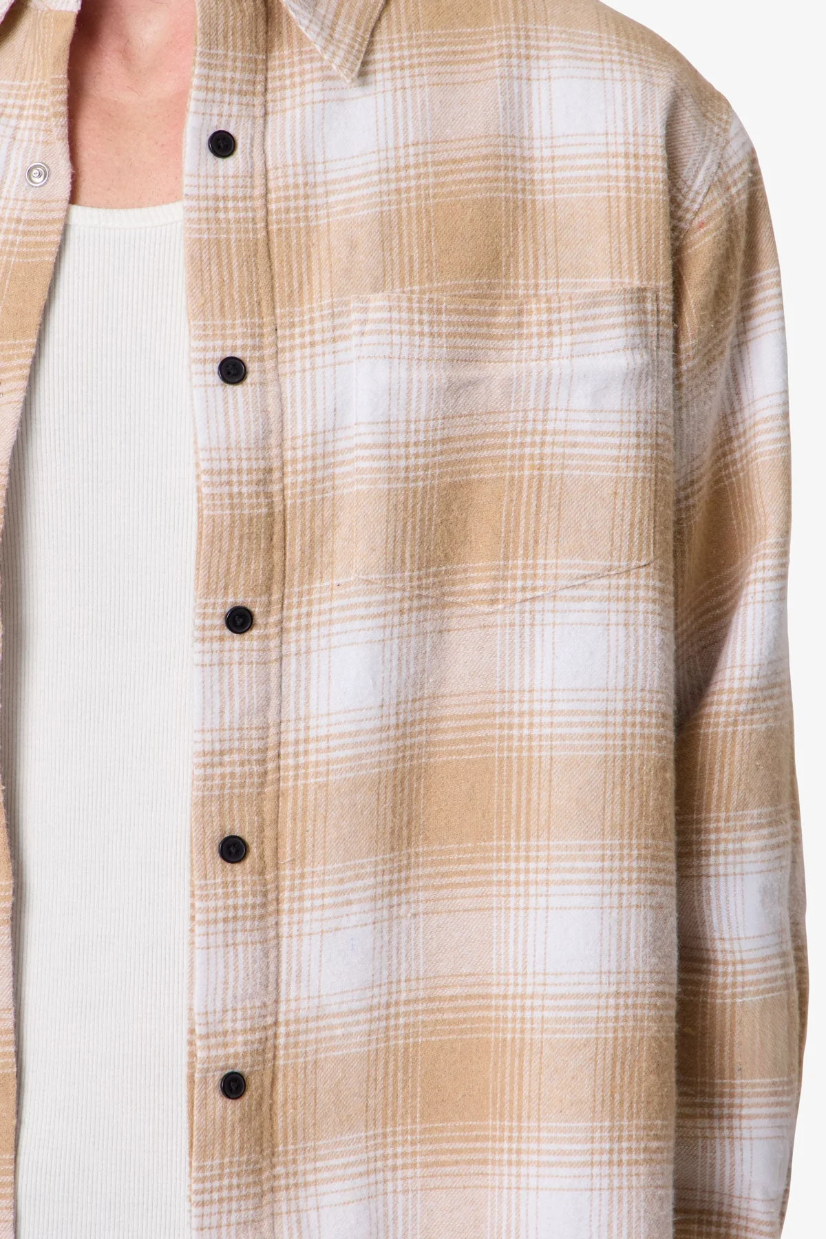 Double Layered Vintage Shirt - Tan - Image 7