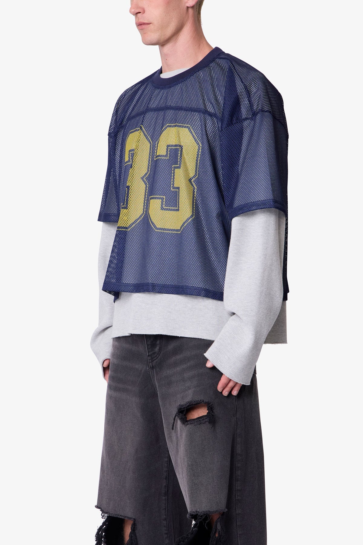 Football Mesh Jersey - Navy - Image 3