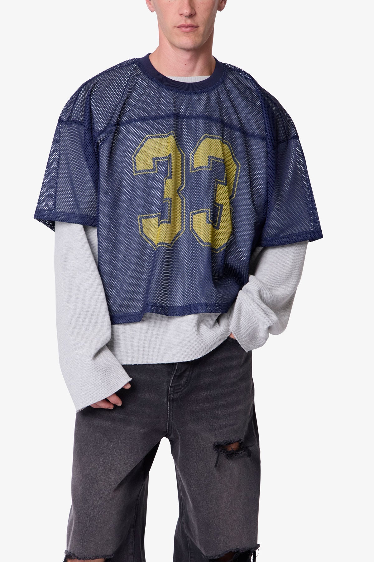 Football Mesh Jersey - Navy - Image 6