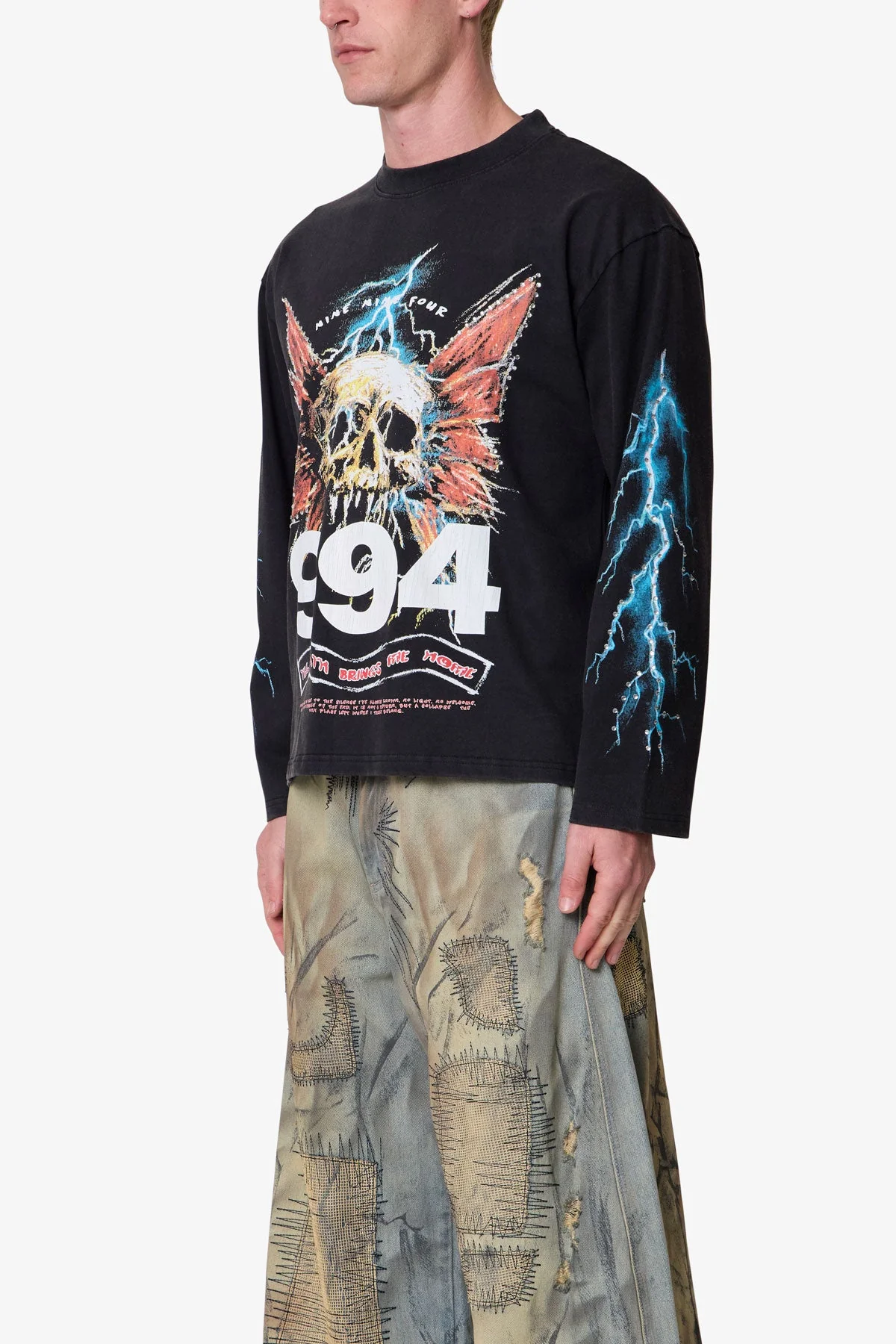 Gem Skull L/S Tee - Black - Image 3