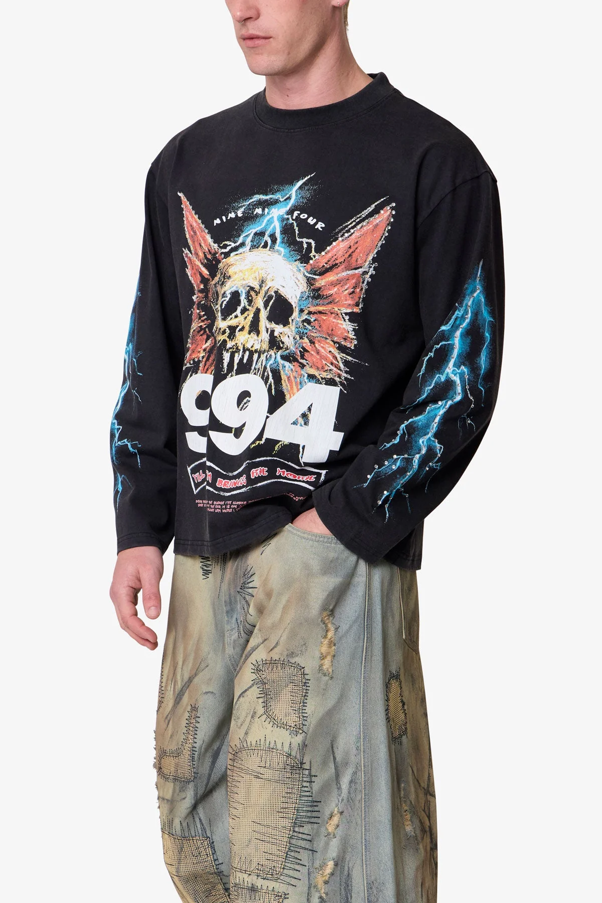 Gem Skull L/S Tee - Black - Image 6