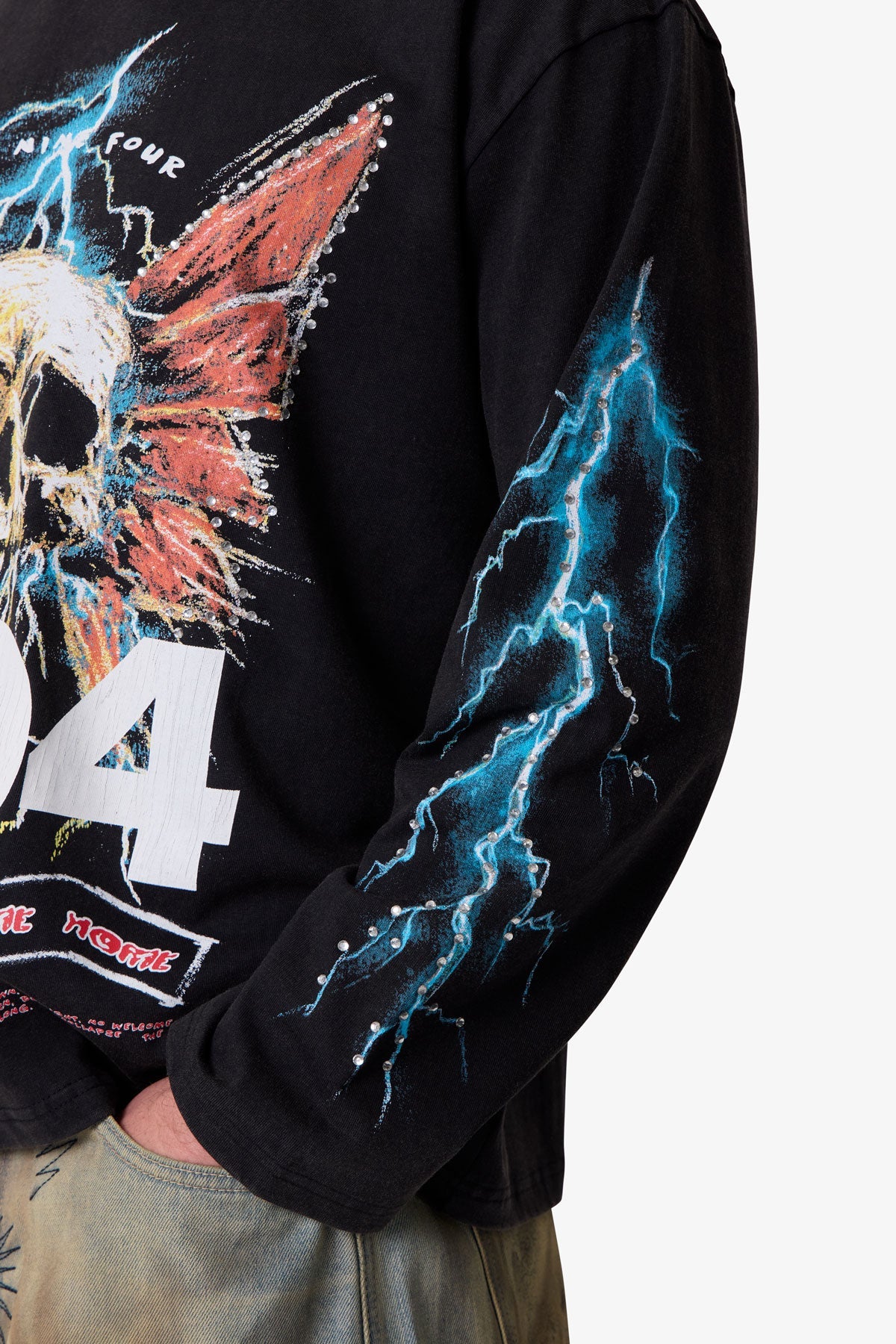 Gem Skull L/S Tee - Black - Image 7