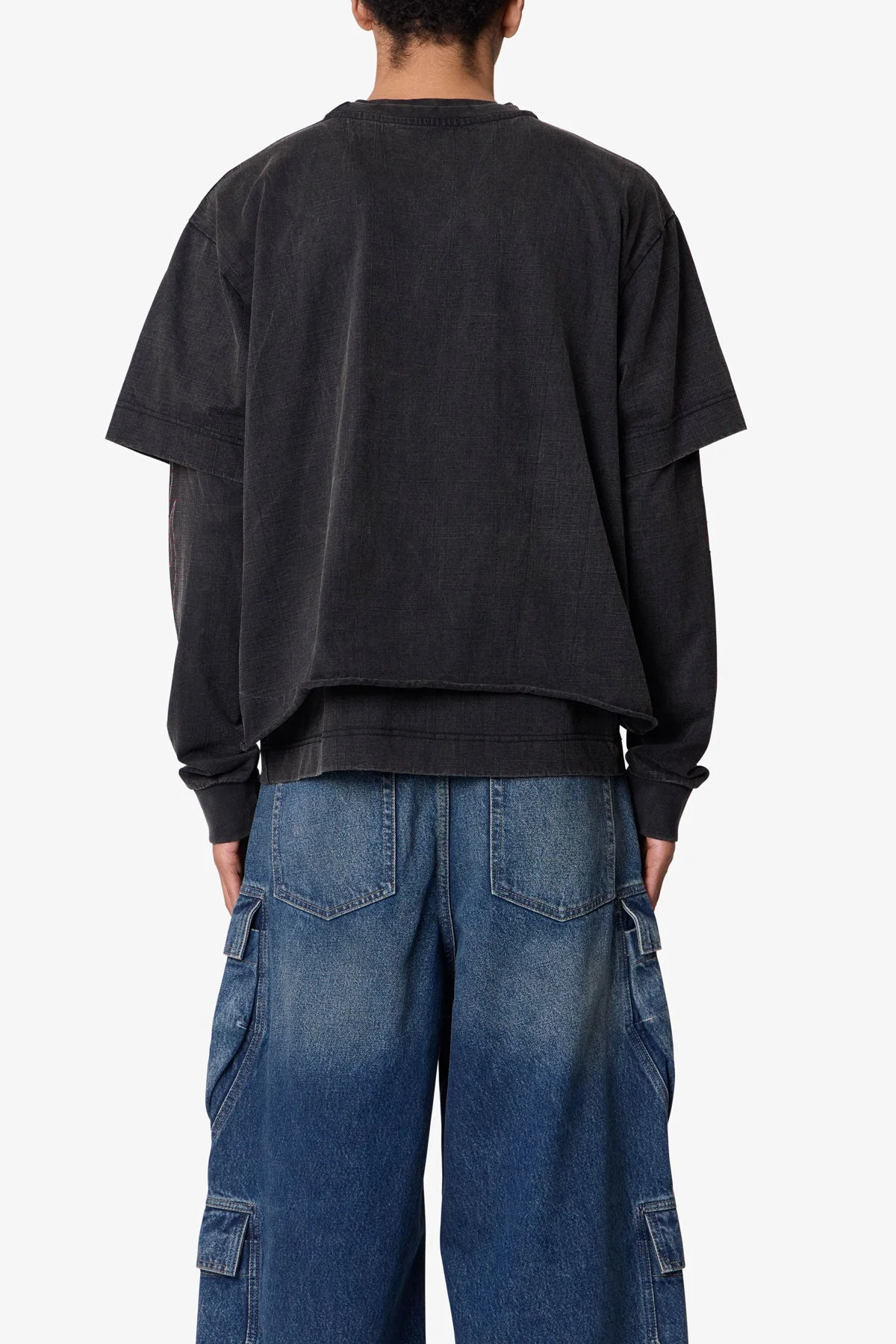 Gentlemens Club Printed L/S Tee - Washed Black - Image 5