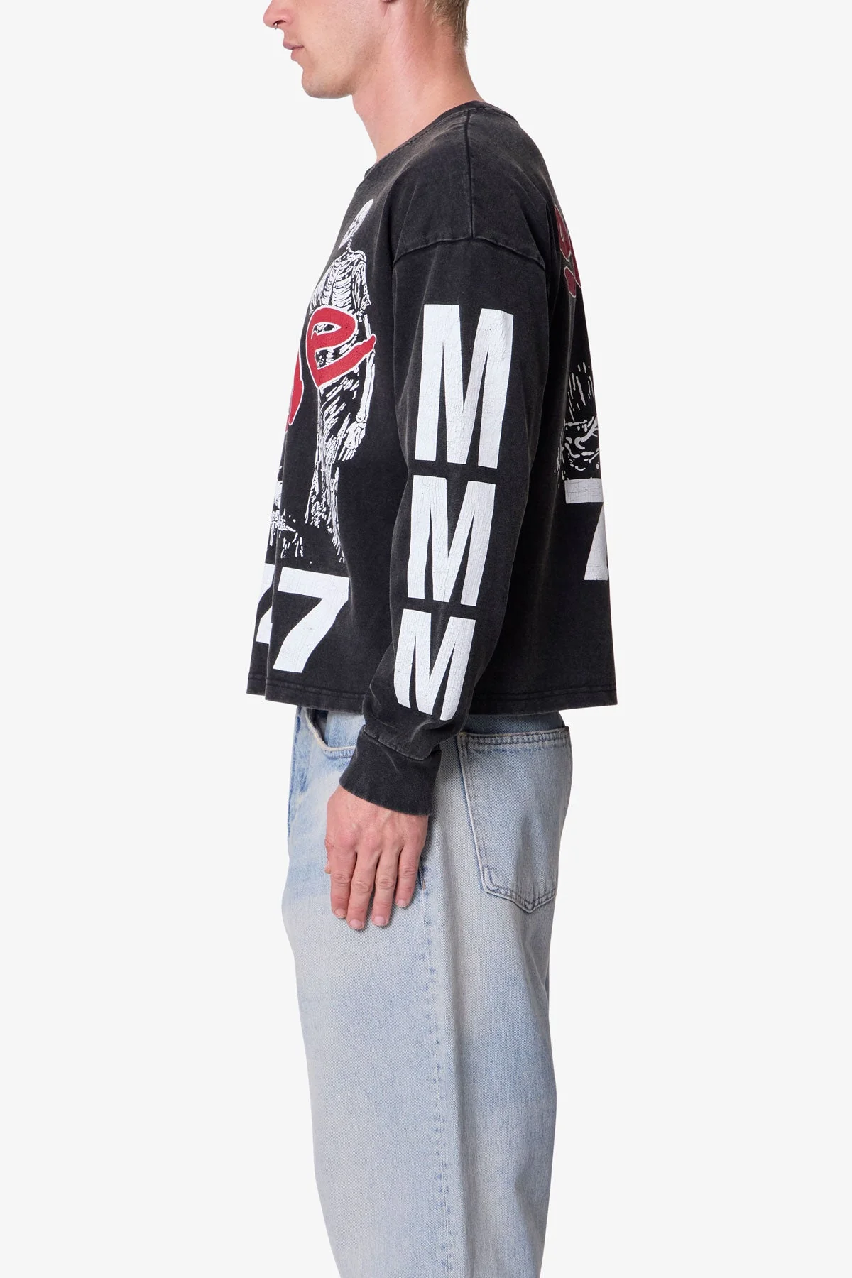 Gone Skeleton Print L/S Tee - Black - Image 4