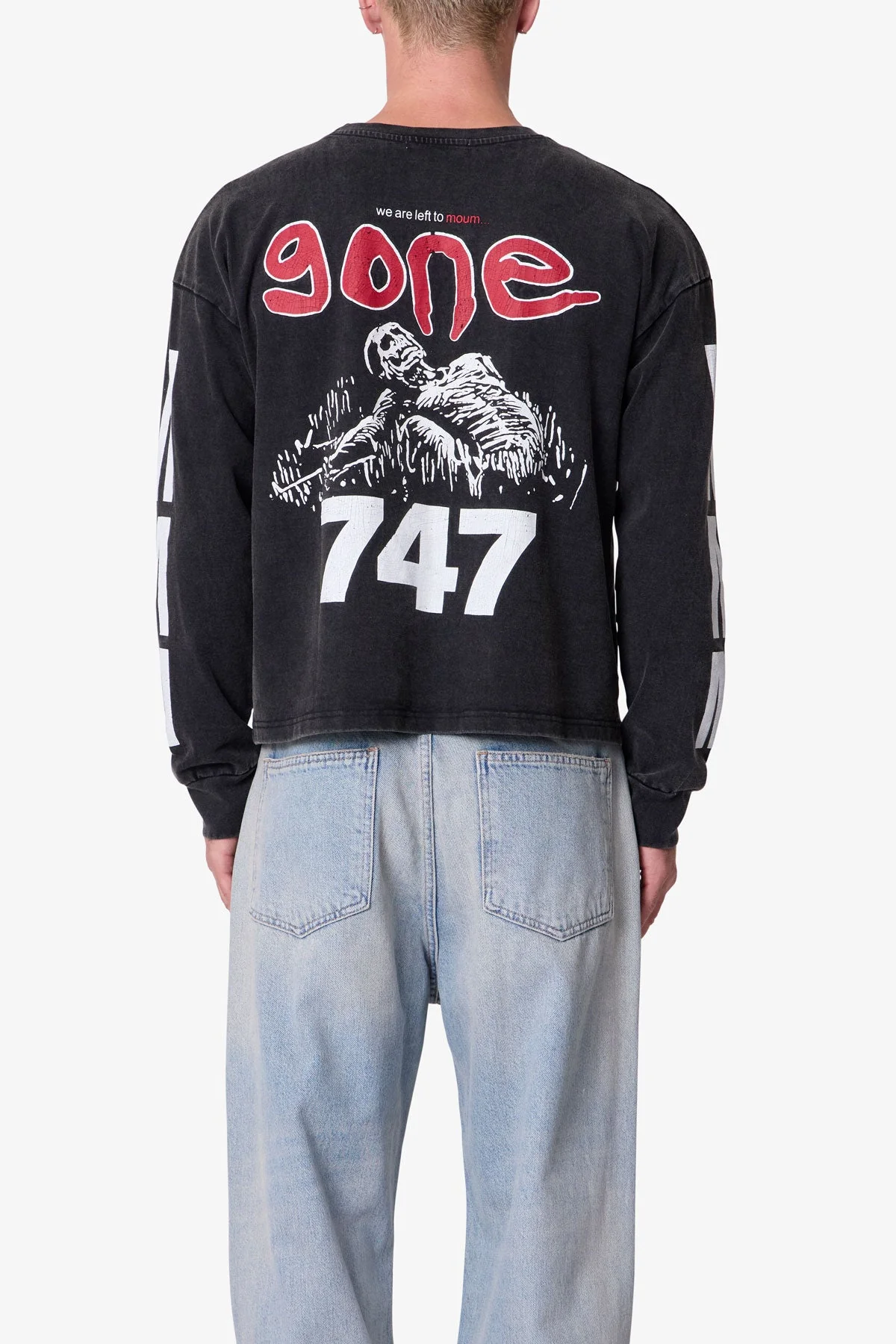 Gone Skeleton Print L/S Tee - Black - Image 5