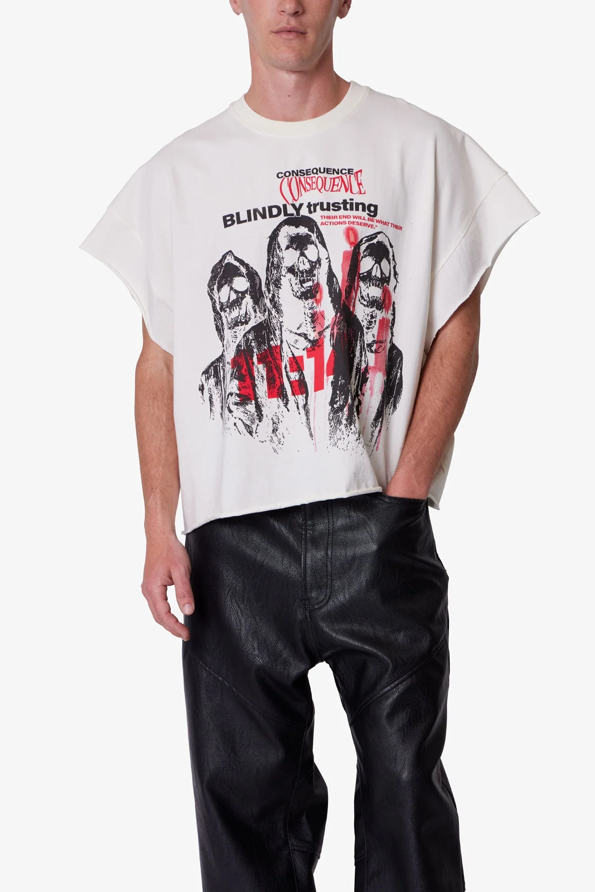 Grim Cutoff Tee - Off White - Image 6