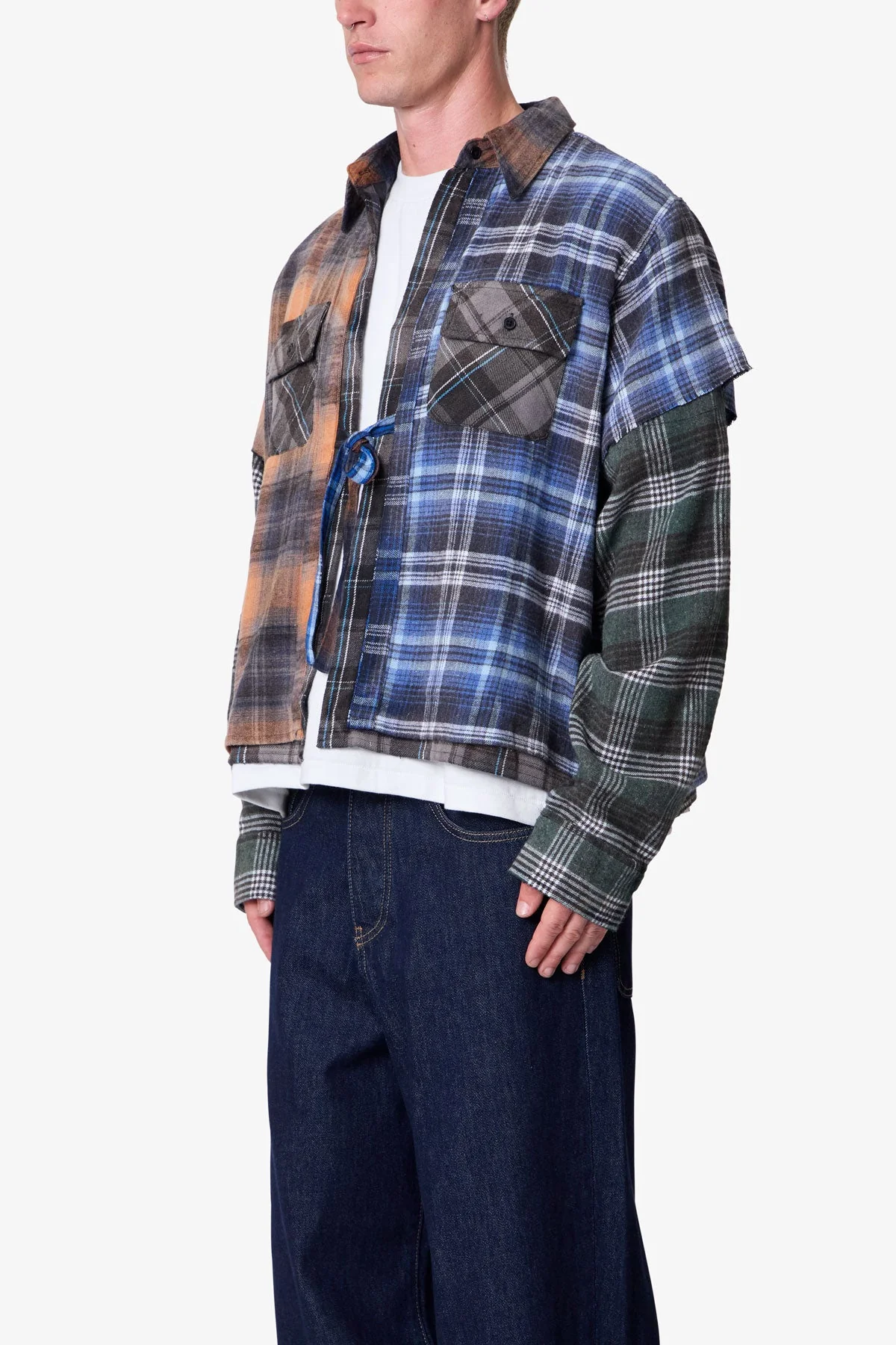 Knot Tie Mix Flannel Shirt - Multi - Image 3