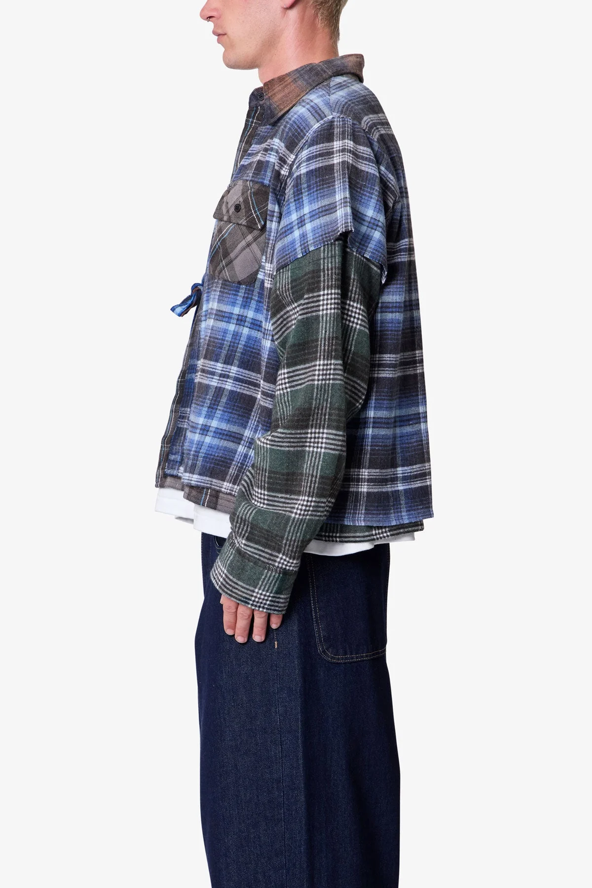 Knot Tie Mix Flannel Shirt - Multi - Image 4