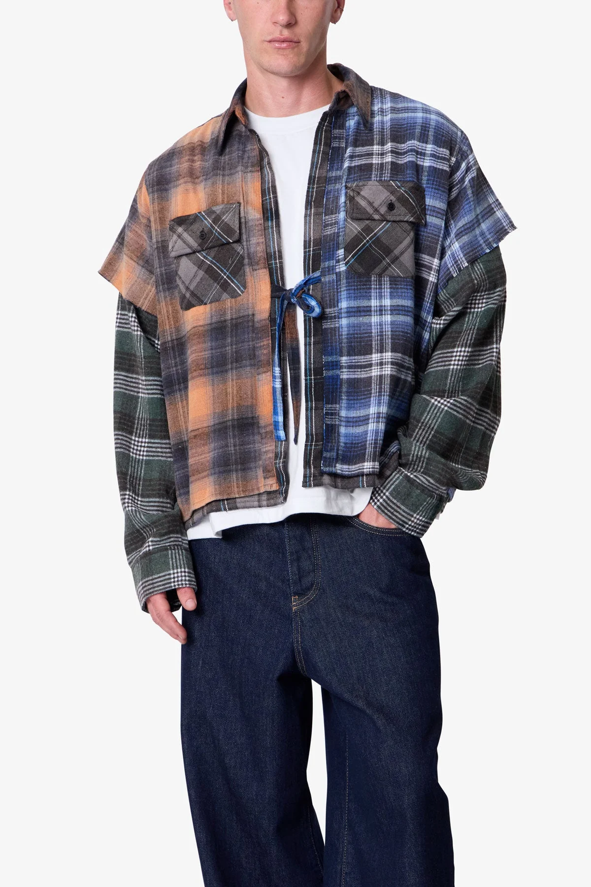 Knot Tie Mix Flannel Shirt - Multi - Image 6