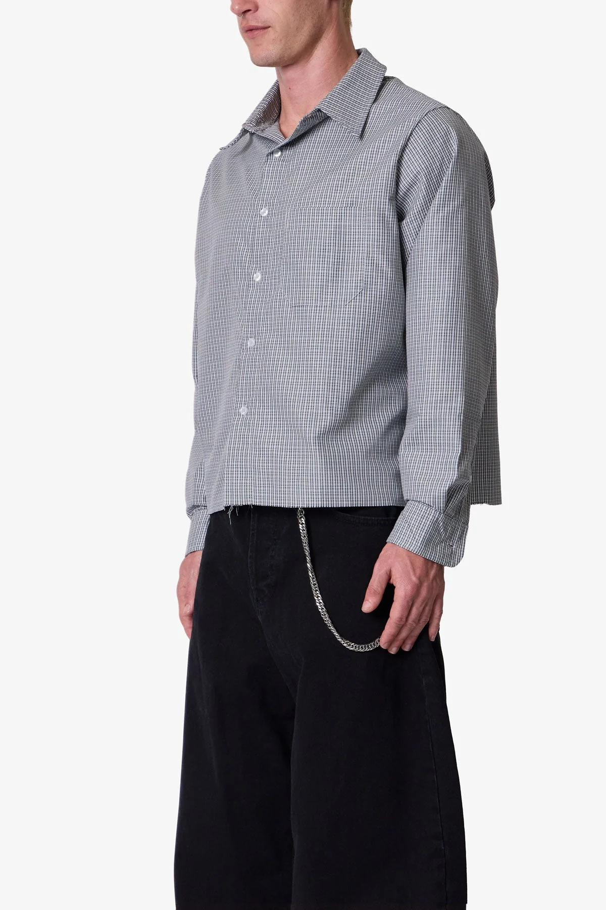 L/S Plaid Poplin Shirt - Grey - Image 3