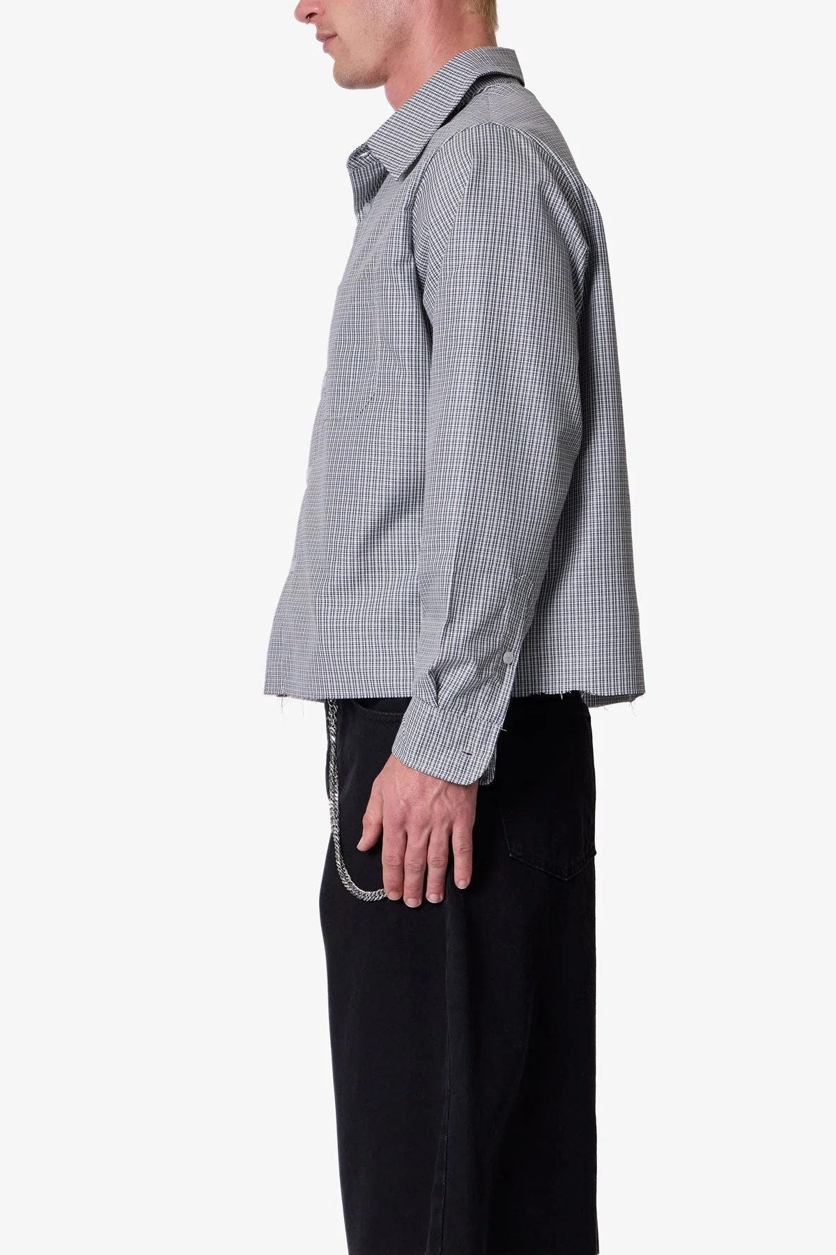 L/S Plaid Poplin Shirt - Grey - Image 4