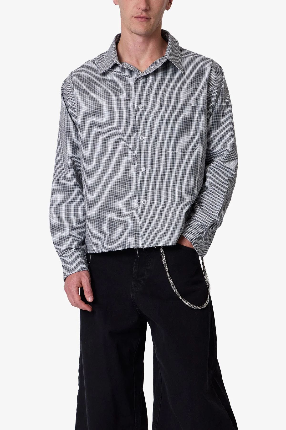 L/S Plaid Poplin Shirt - Grey - Image 6