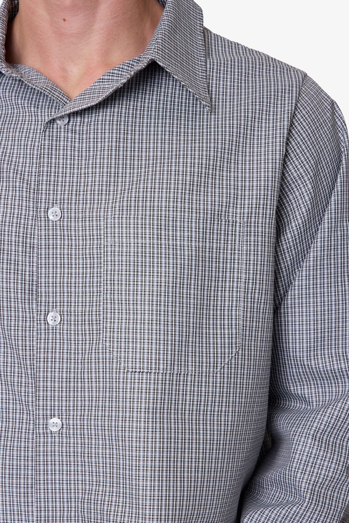 L/S Plaid Poplin Shirt - Grey - Image 7