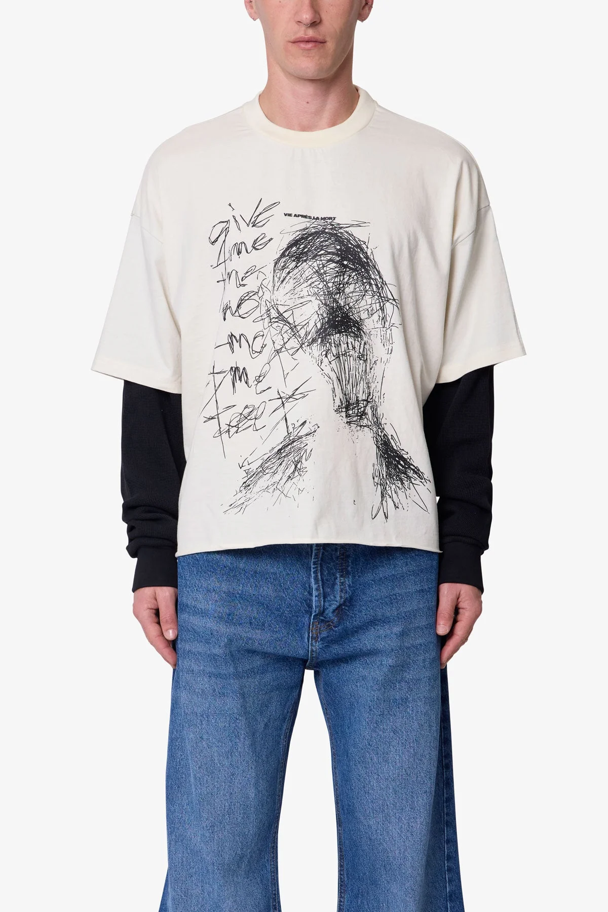 Layered Thermal Lost Tee - White/Black - Image 2