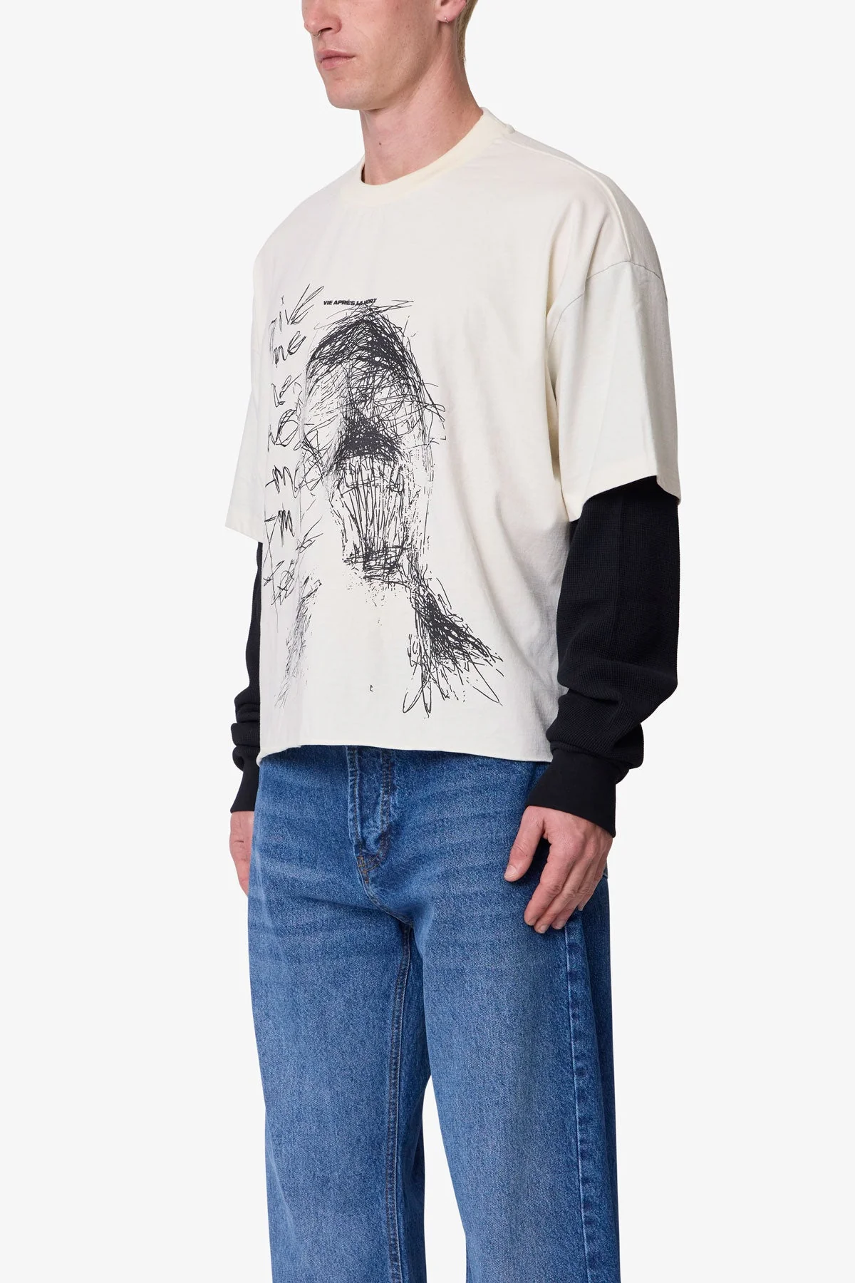 Layered Thermal Lost Tee - White/Black - Image 3