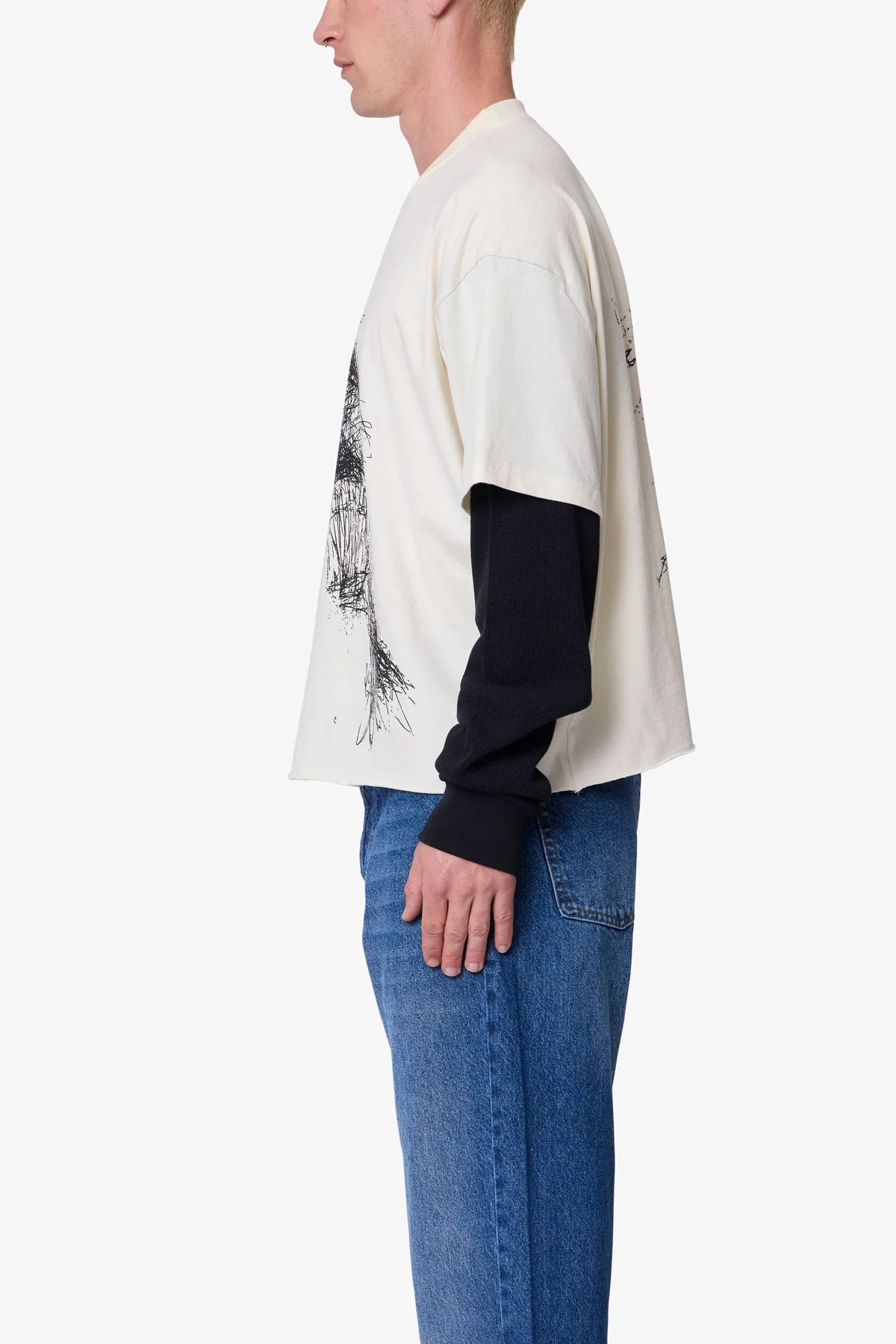 Layered Thermal Lost Tee - White/Black - Image 4