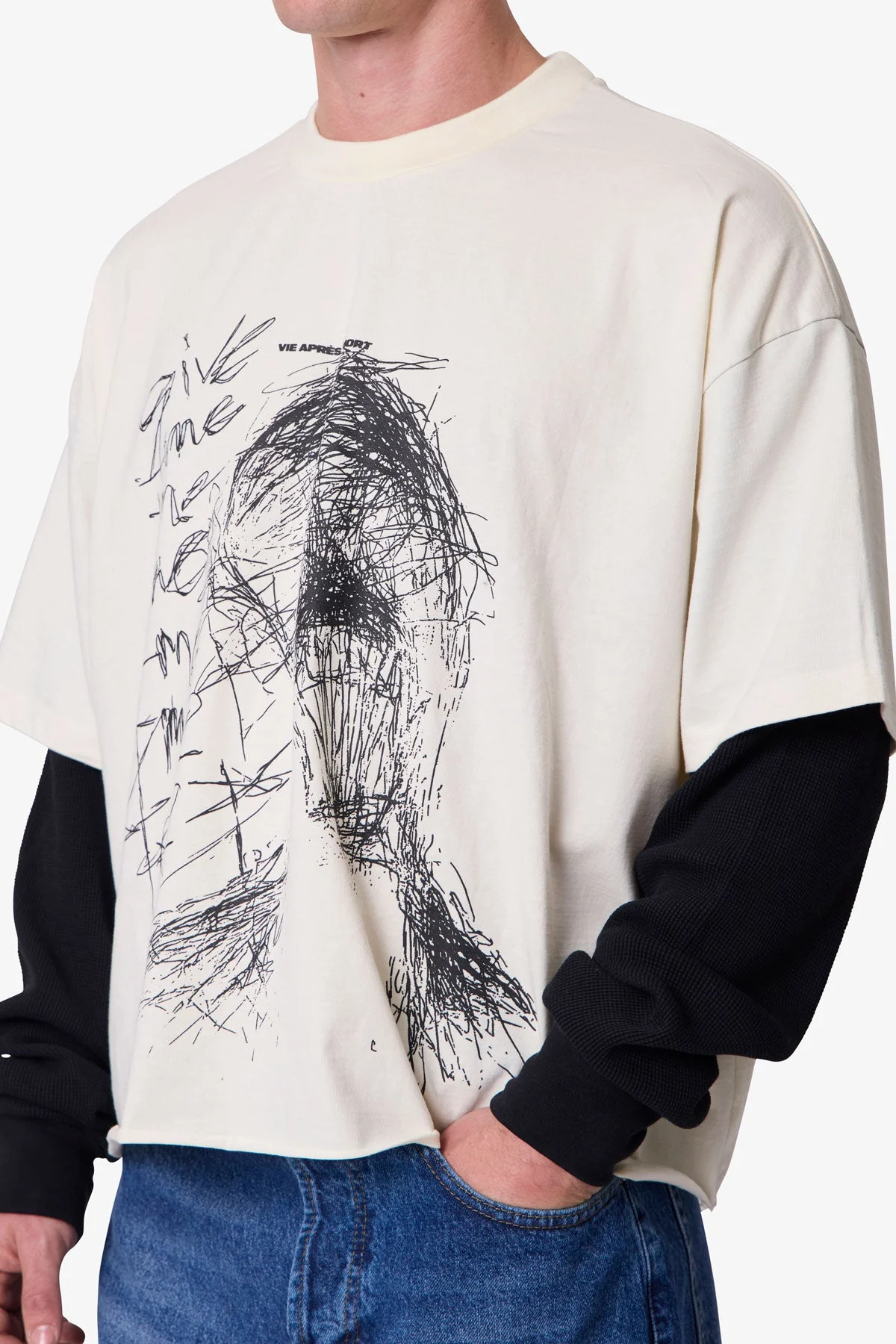 Layered Thermal Lost Tee - White/Black - Image 7