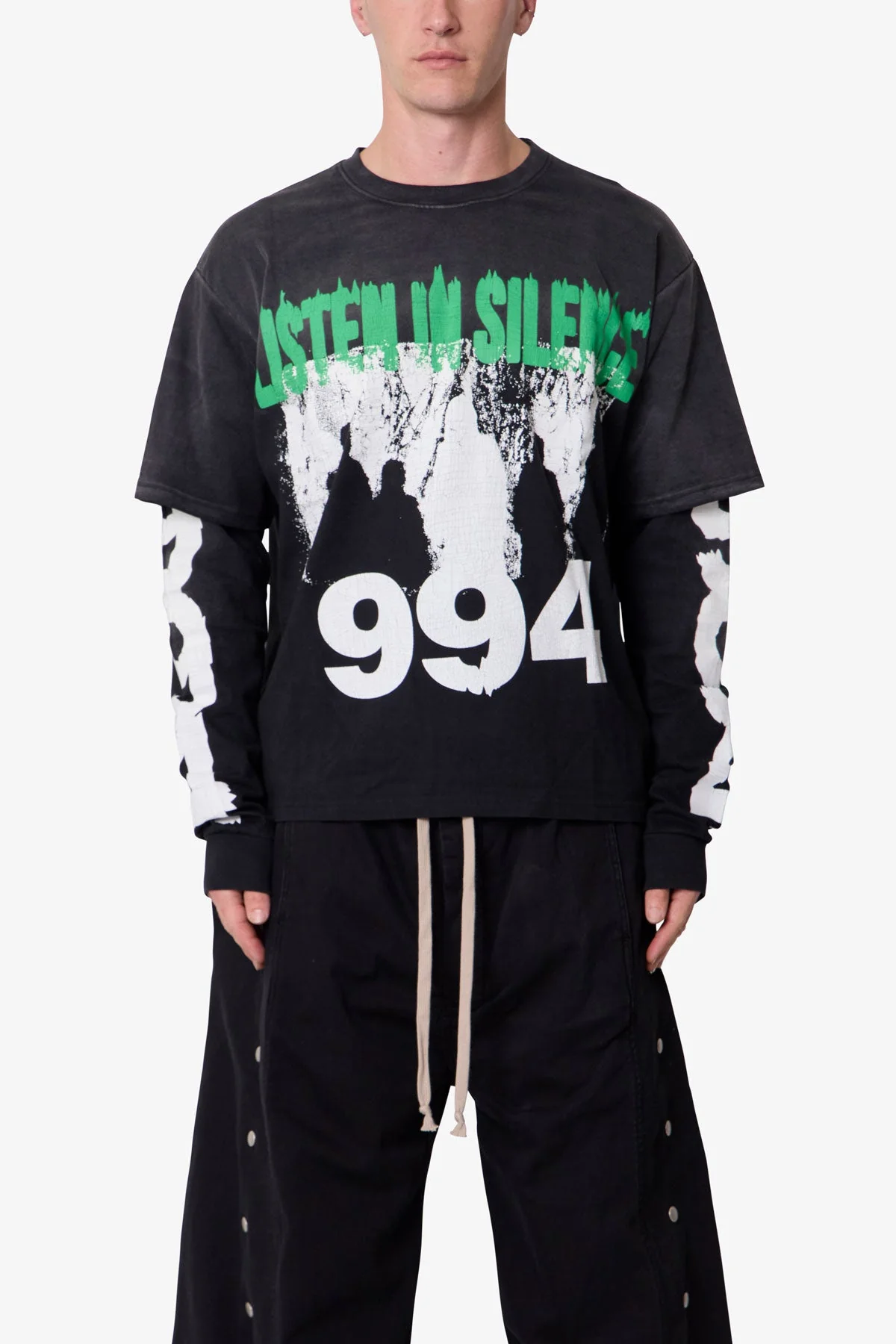 Listen in Silence L/S Tee - Black - Image 2