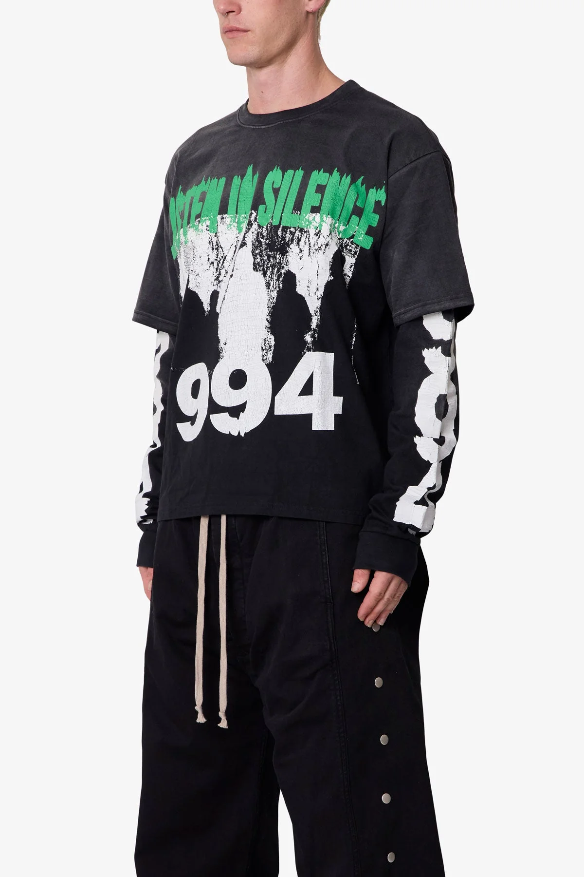 Listen in Silence L/S Tee - Black - Image 3