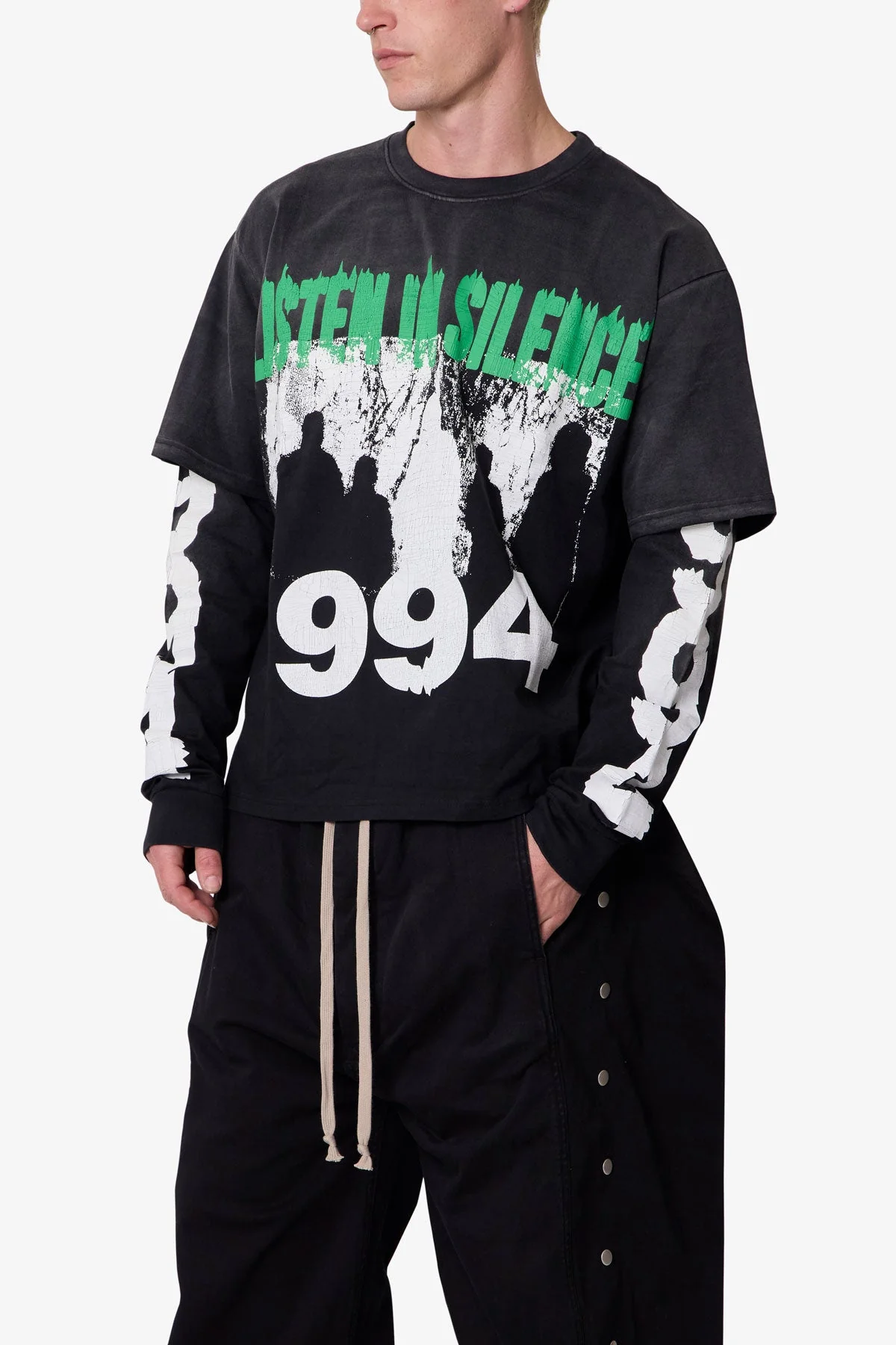 Listen in Silence L/S Tee - Black - Image 5