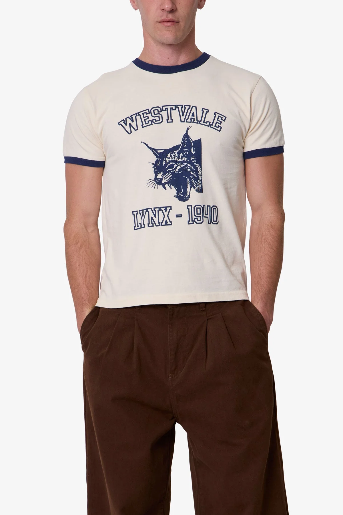 Lynx Ringer Tee - Off White - Image 6