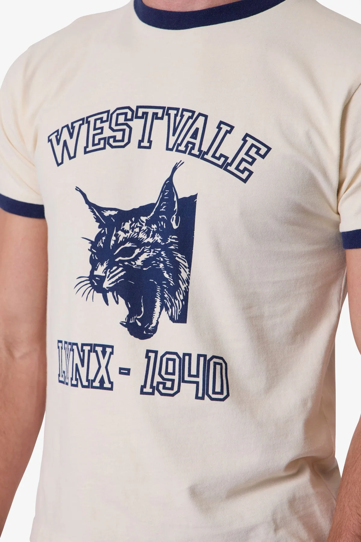 Lynx Ringer Tee - Off White - Image 7